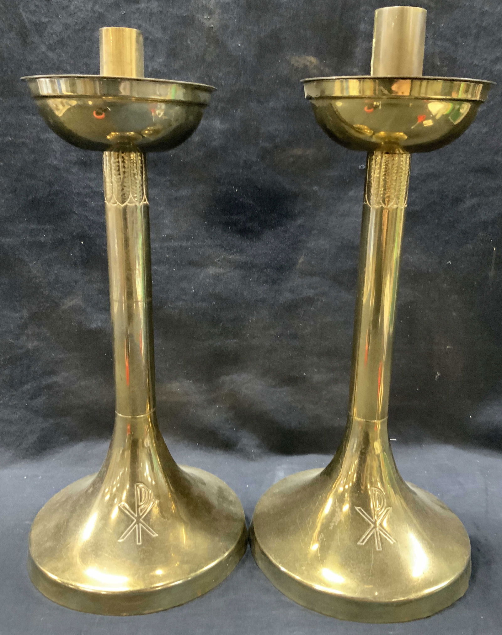 Pr Hand Made Stagall Swiss Brass Candle Sticks (1 of 7)