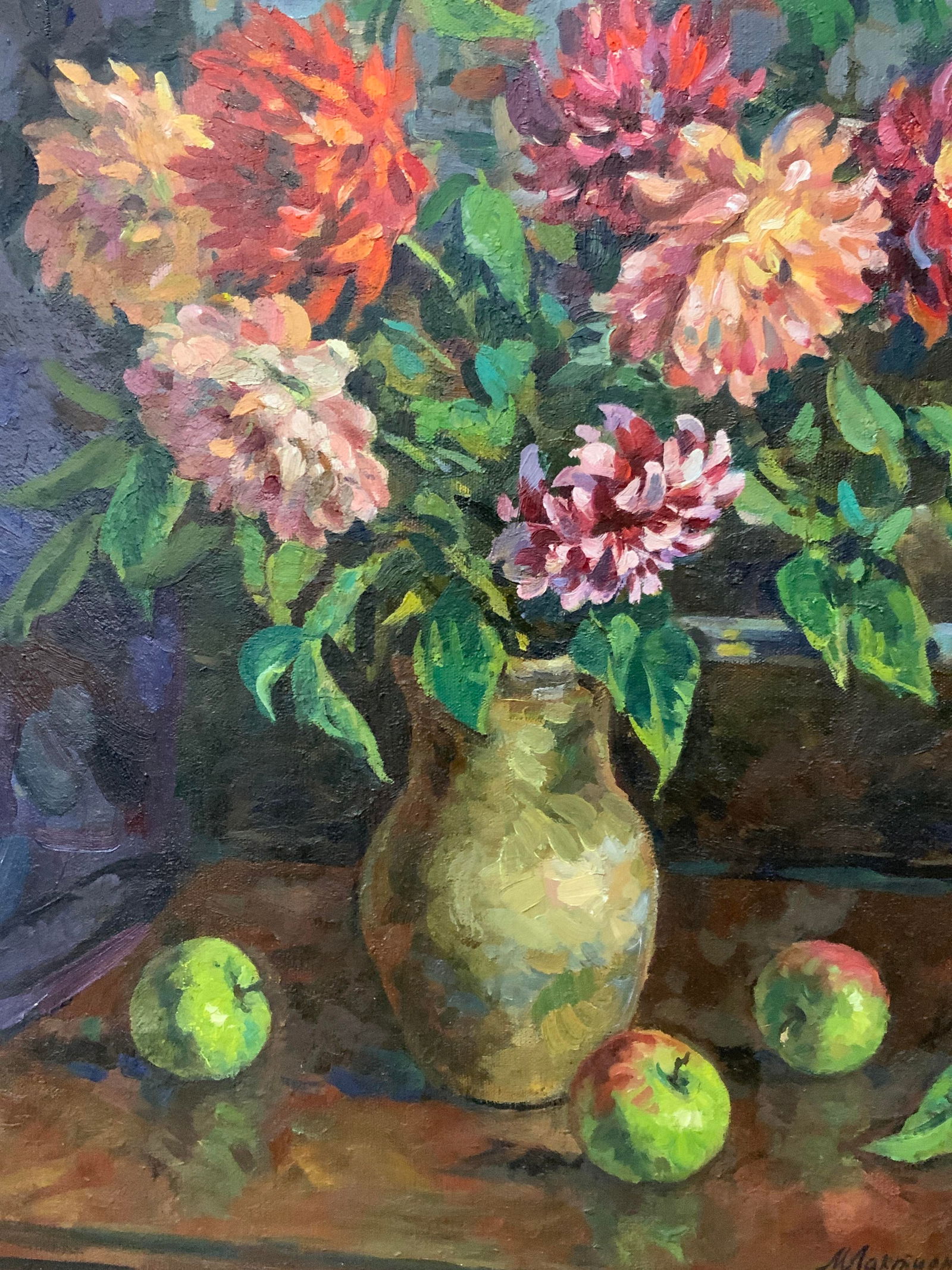 Laktionova Sgd Apples & Chrysanthemum Oil Painting (1 of 12)