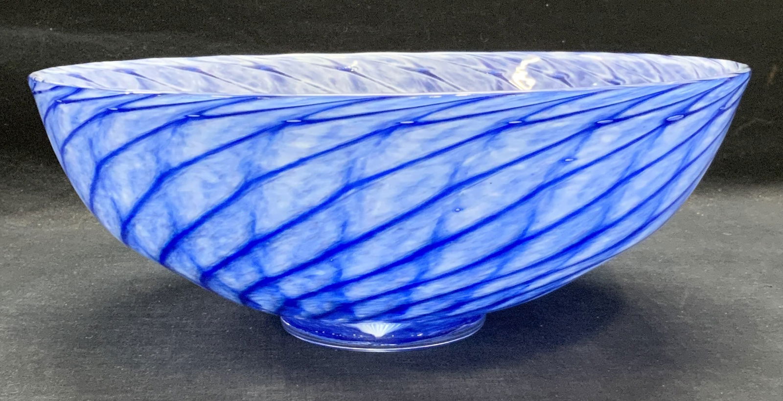Michael Egan Blue & White Swirl Art Glass Bowl (1 of 7)