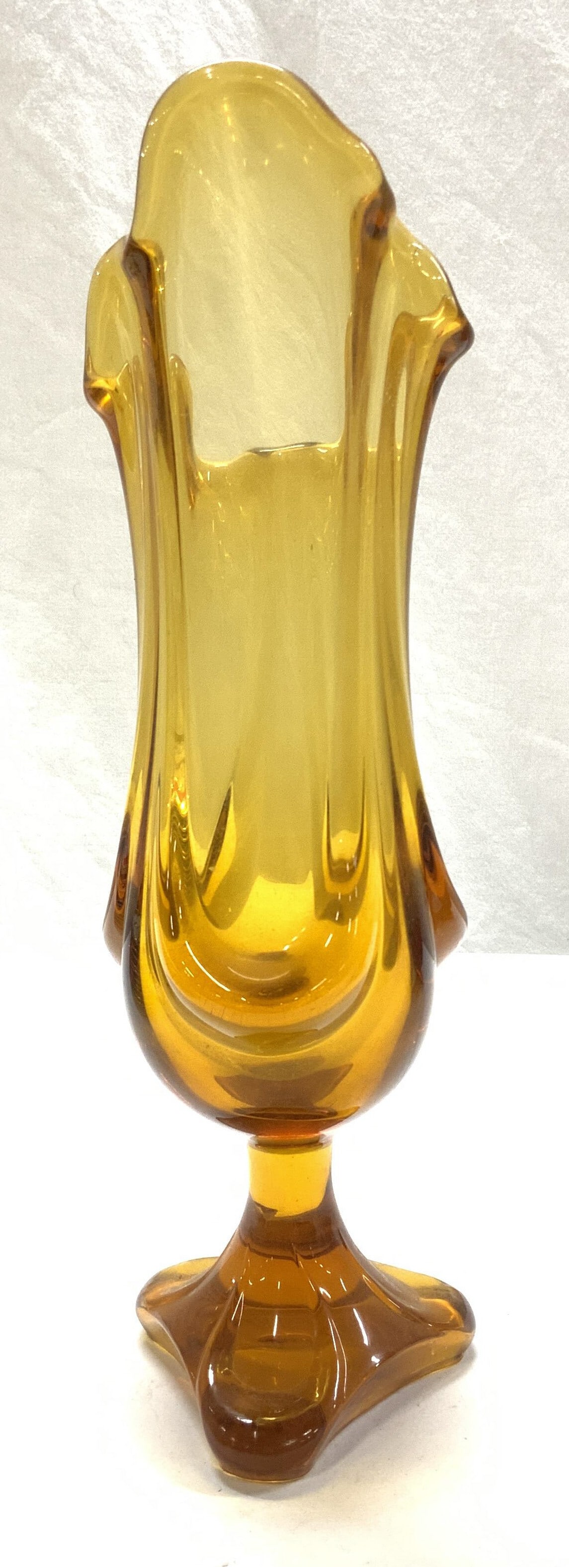 MCM Viking Thick Amber Art Glass Swung Vase (1 of 6)
