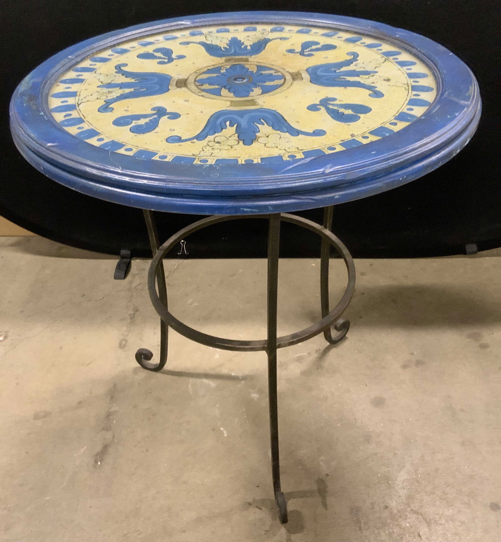 Hand Painted Blue & Gilt Iron Base Bistro Table (1 of 12)
