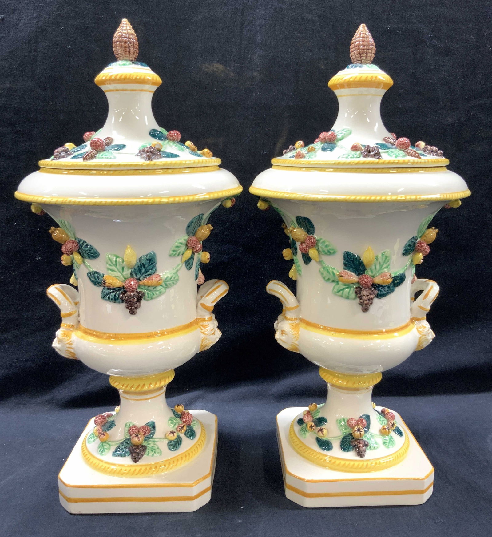 KBNY Pr Hand Painted Ceramic Lidded Vessels, Italy (1 of 12)