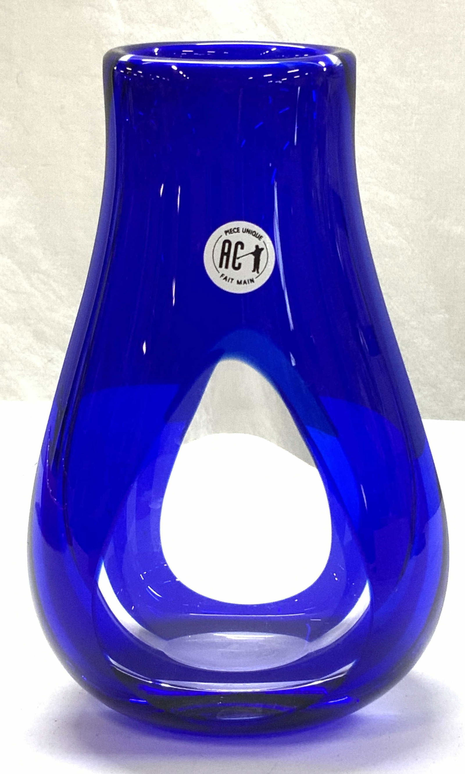 AC Blown Art Glass Vase, Signed, France (1 of 8)