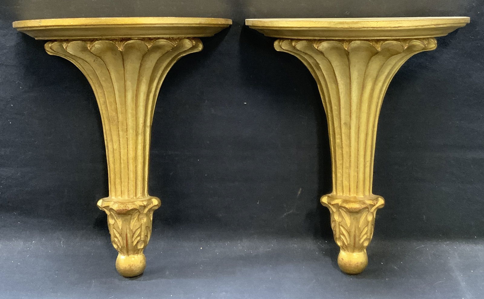 Pair Vintage Gilt Wood Wall Sconces, Italy (1 of 11)