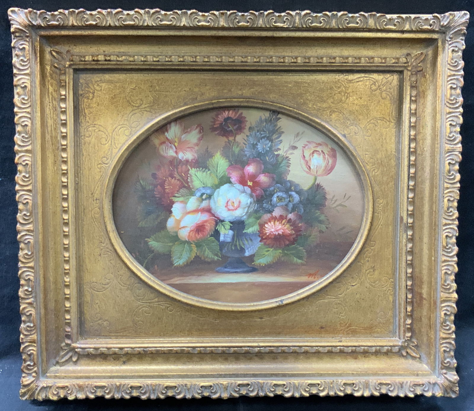Sgd Vtg Flower Still Life Oil Painting On Board (1 of 9)