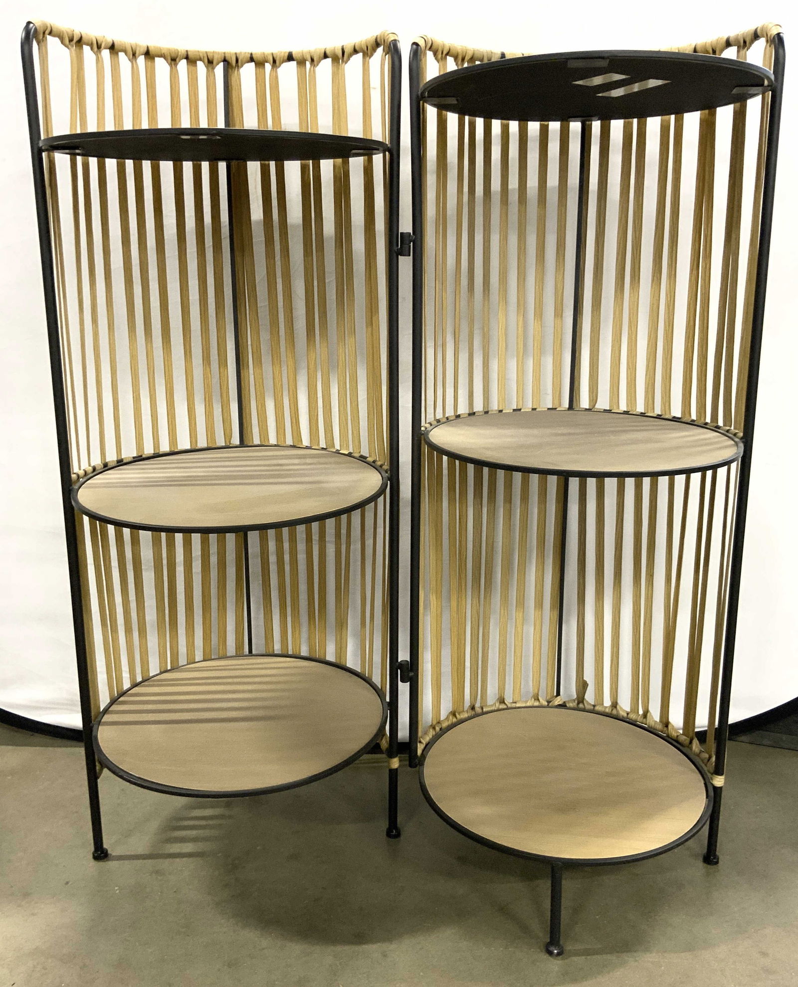 Folding Round Metal & Wood Tiered Display Shelf (1 of 8)