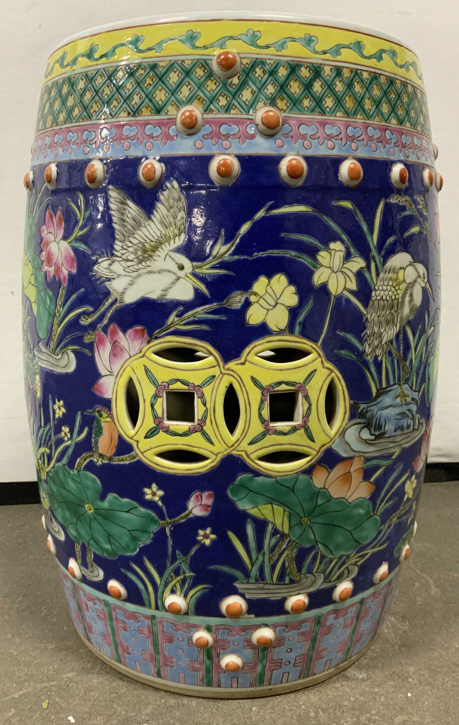 Signed Hand Painted Asian Porcelain Garden Stool (1 of 11)