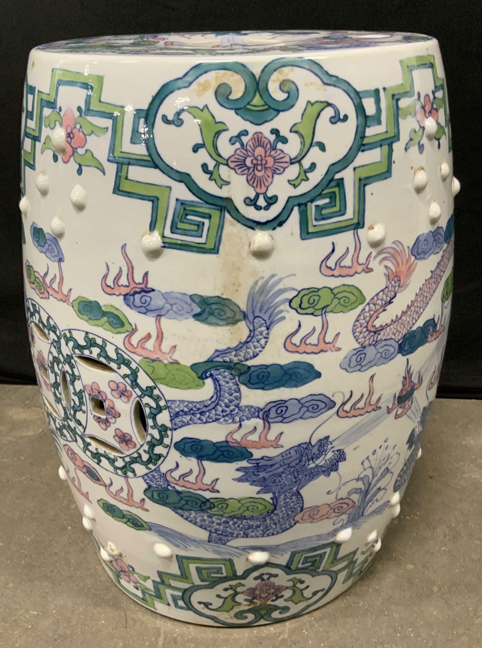 Vintage Hand Painted Asian Porcelain Garden Stool (1 of 9)