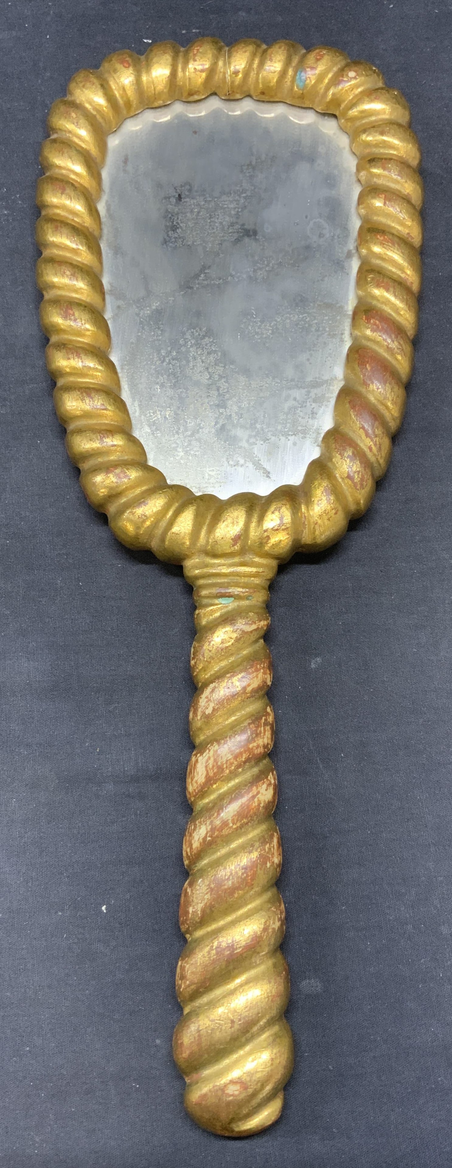 Vintage Gilt Carved Wood Hand Mirror, Italy (1 of 7)