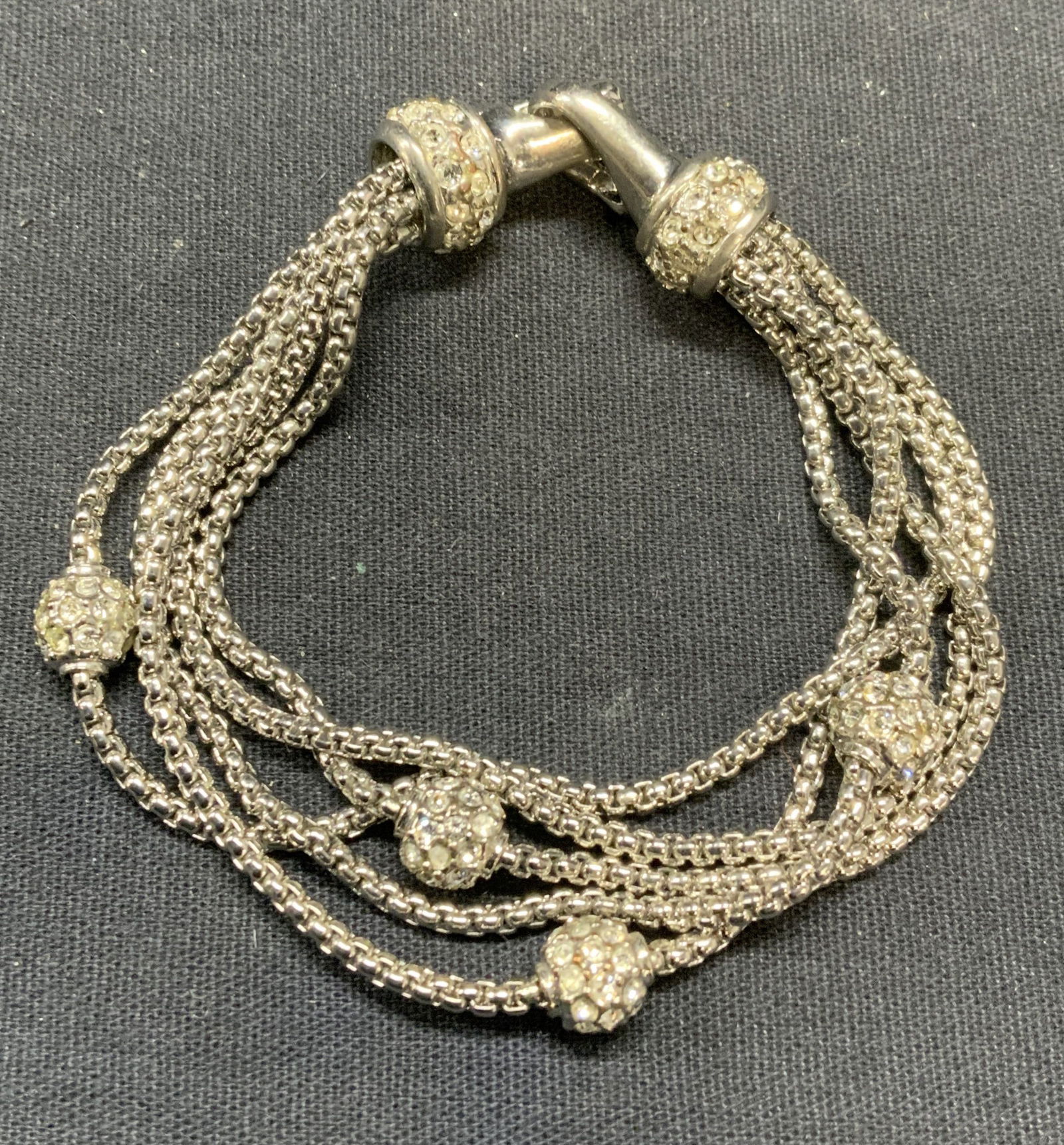 Silver Tone Multi Strand Crystal Bracelet (1 of 6)