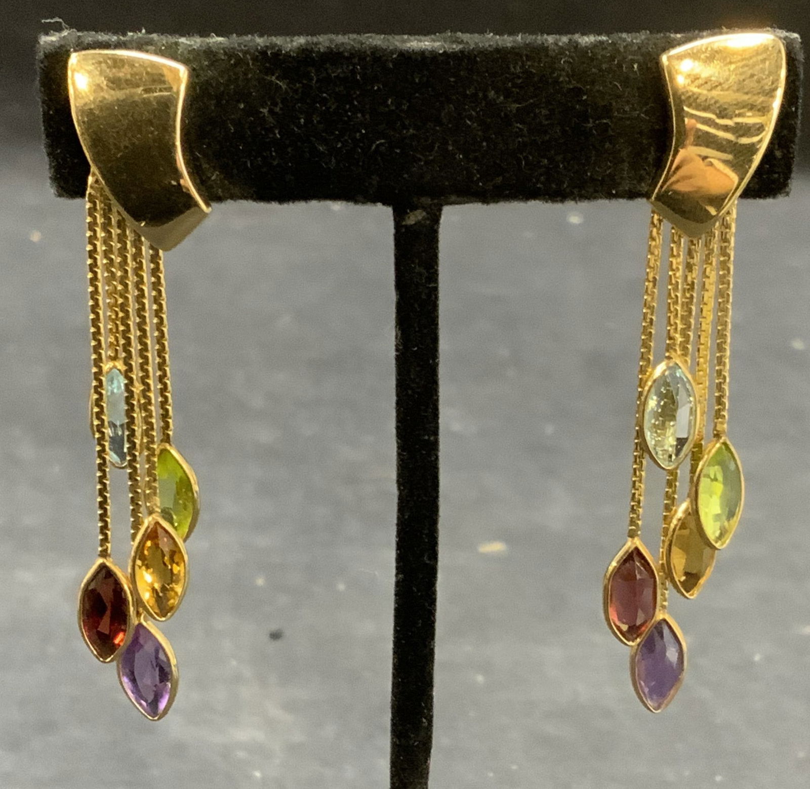Gold Tone Multi Color Crystal Dangle Earrings (1 of 6)