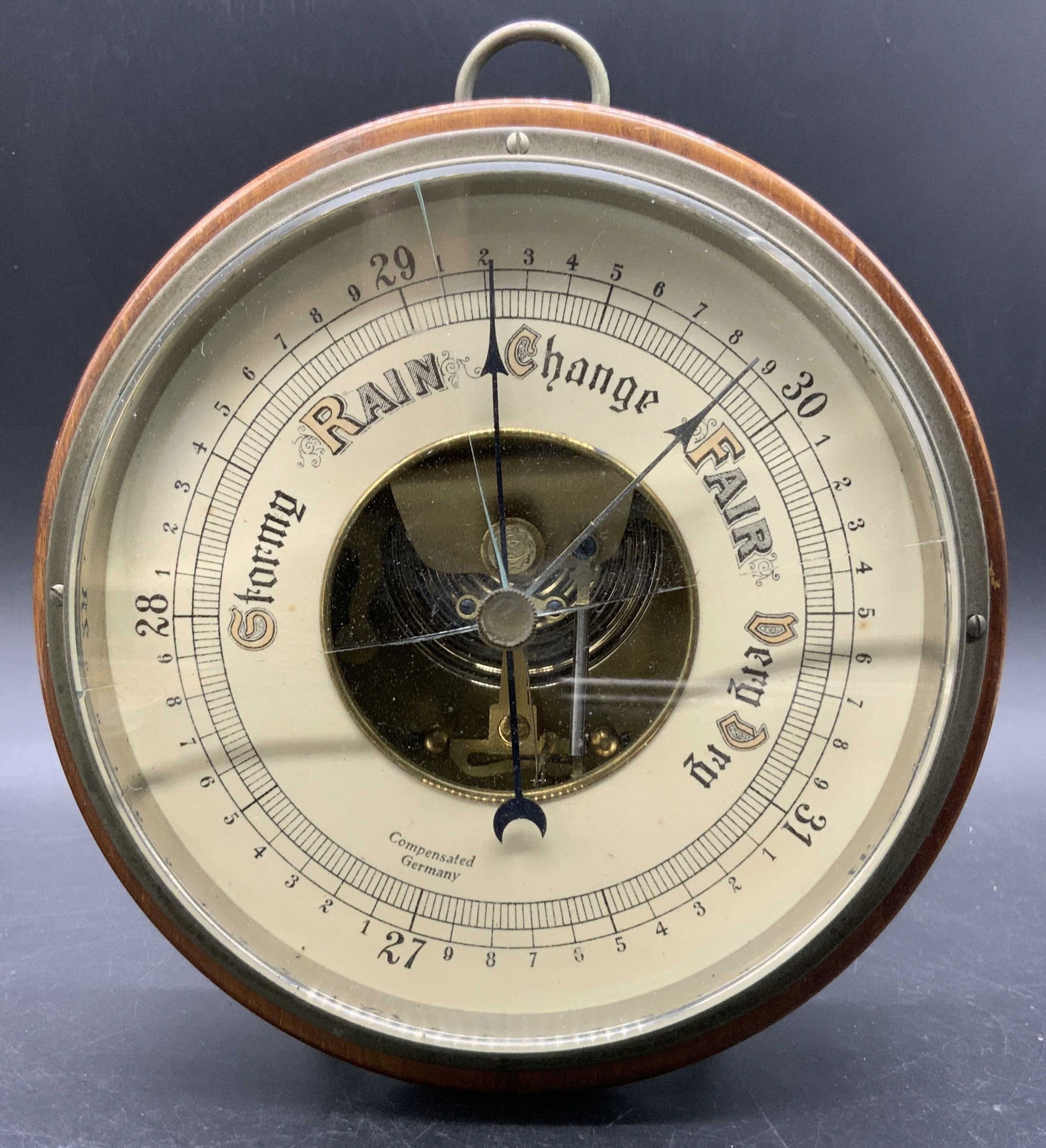 Vintage German Carved Wood Compensated Barometer (1 of 10)