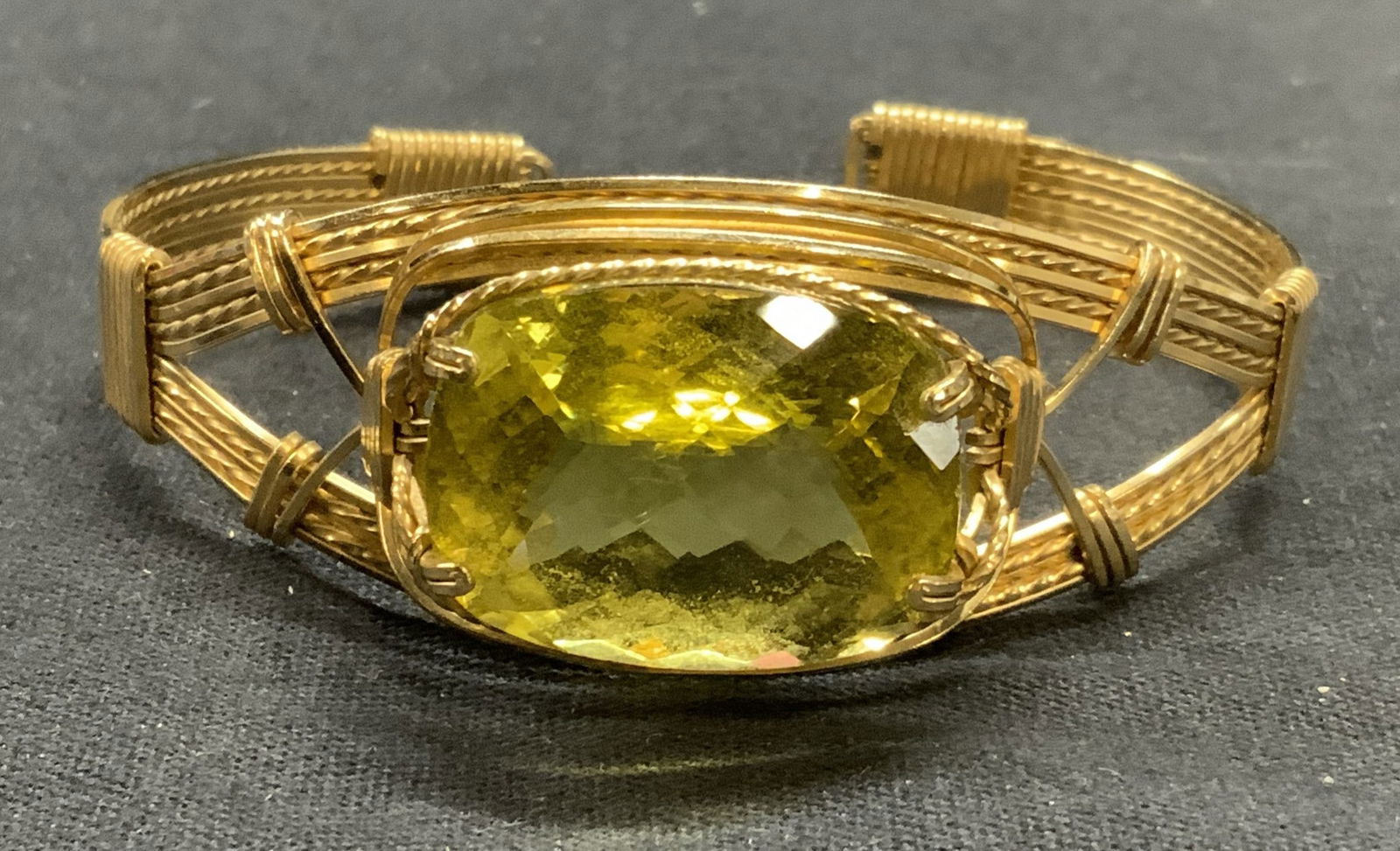 Gold Tone Citrine Gemstone Cuff Bracelet (1 of 6)