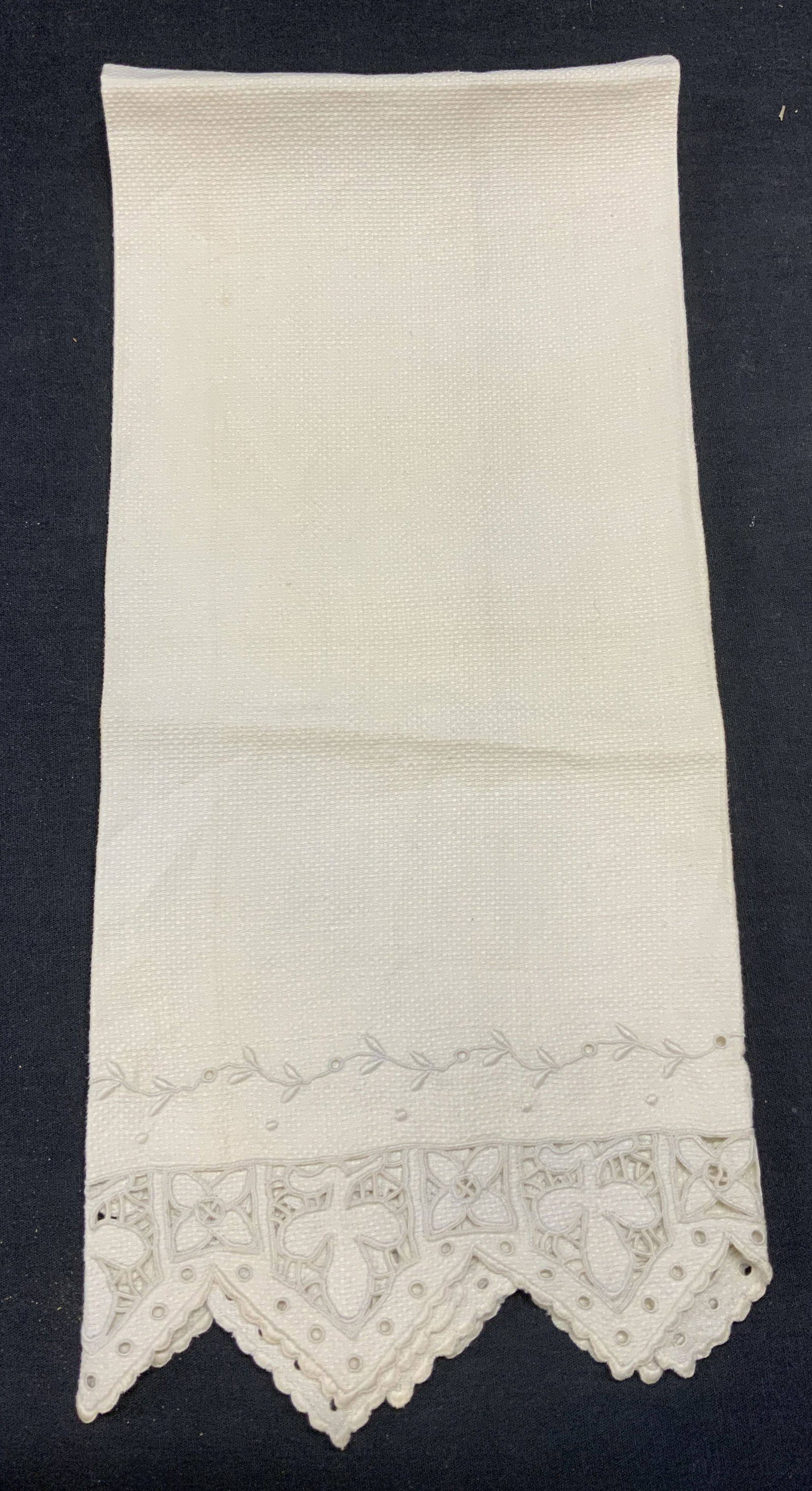 Vintage White Cotton Embroidered Lace Table Runner (1 of 6)