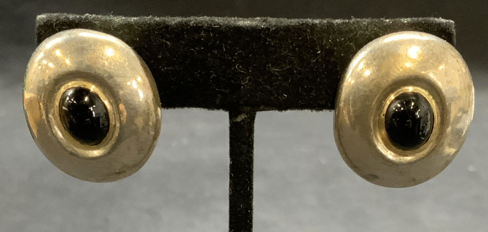 Vintage Sterling Silver Black Stone Earrings (1 of 6)