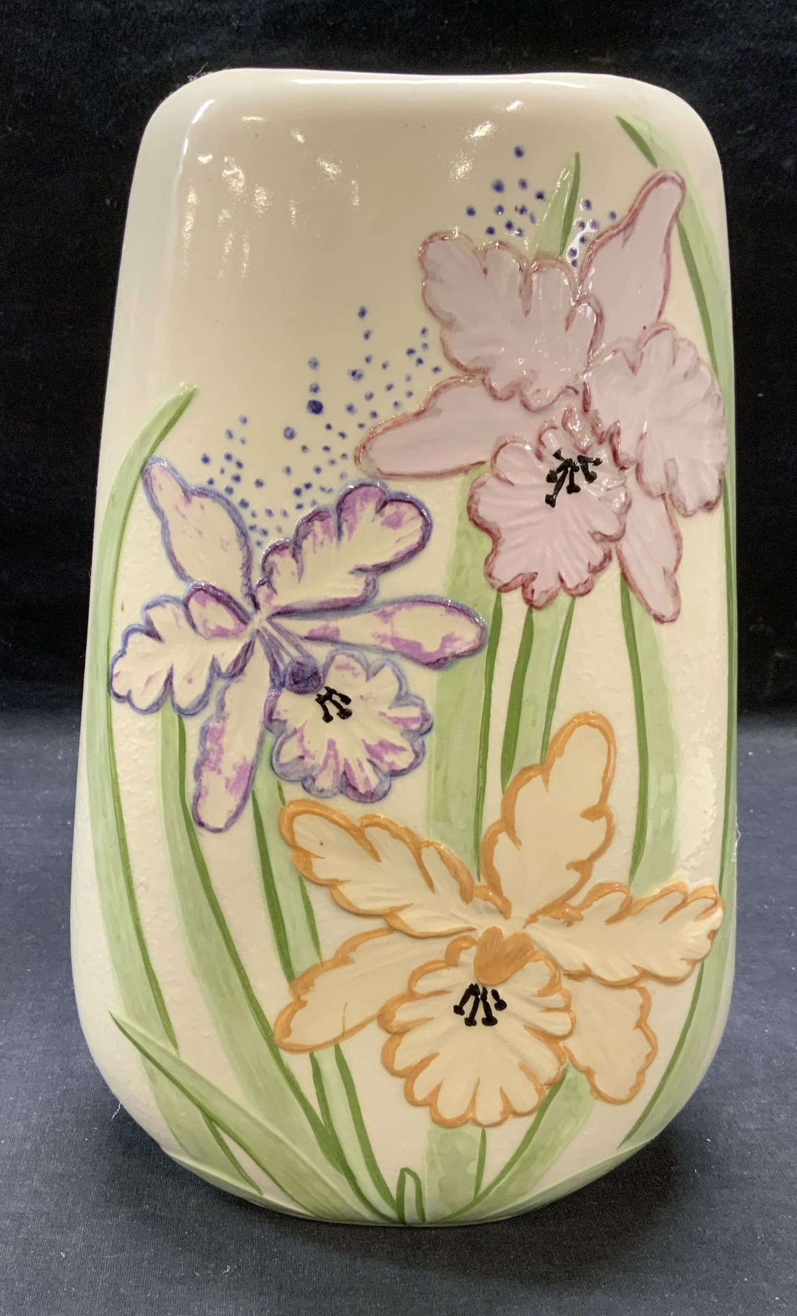Signed Hand Painted Floral Ceramic Vase (1 of 7)