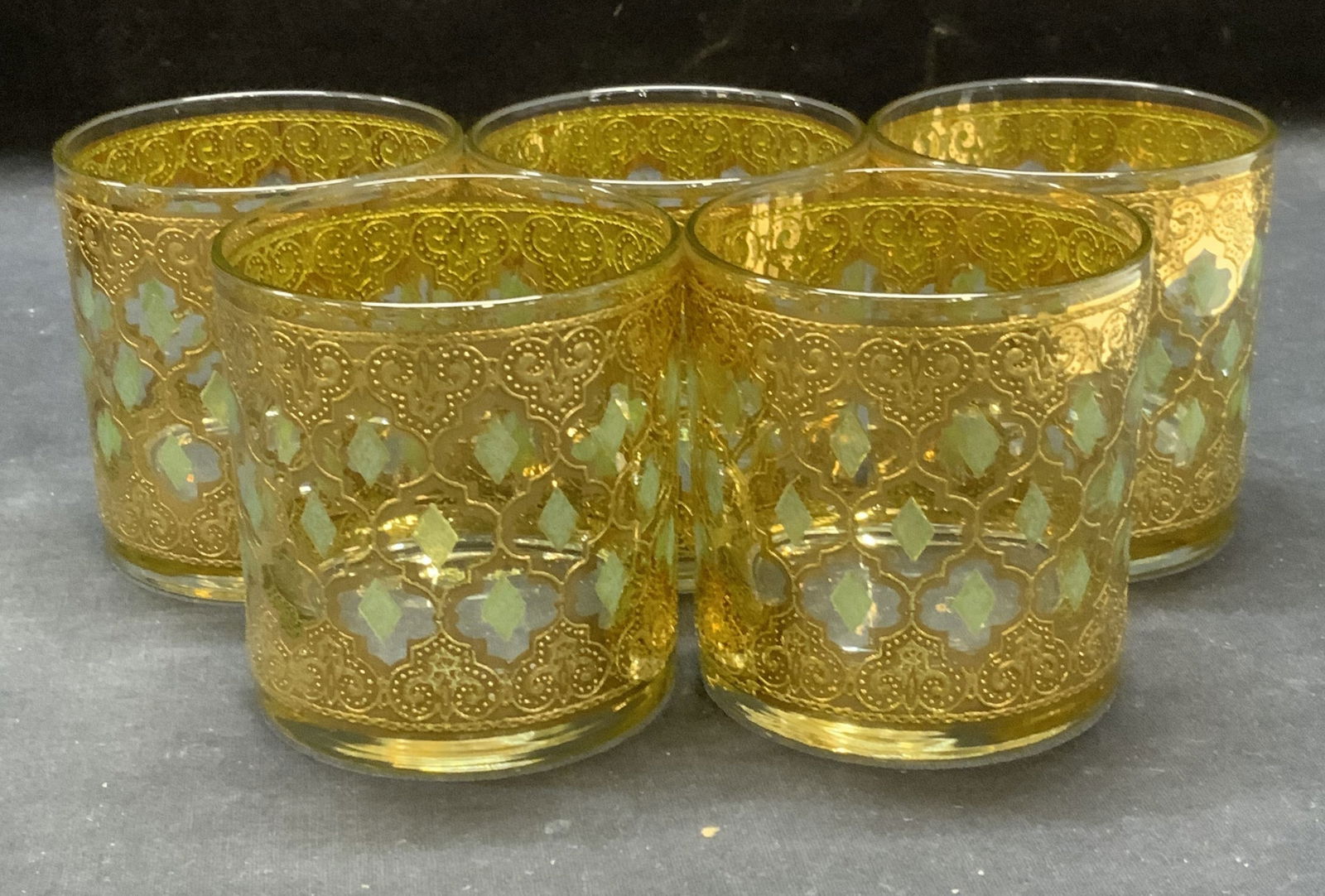 Set 5 Vintage Gilt Lowball Drinking Glasses (1 of 8)