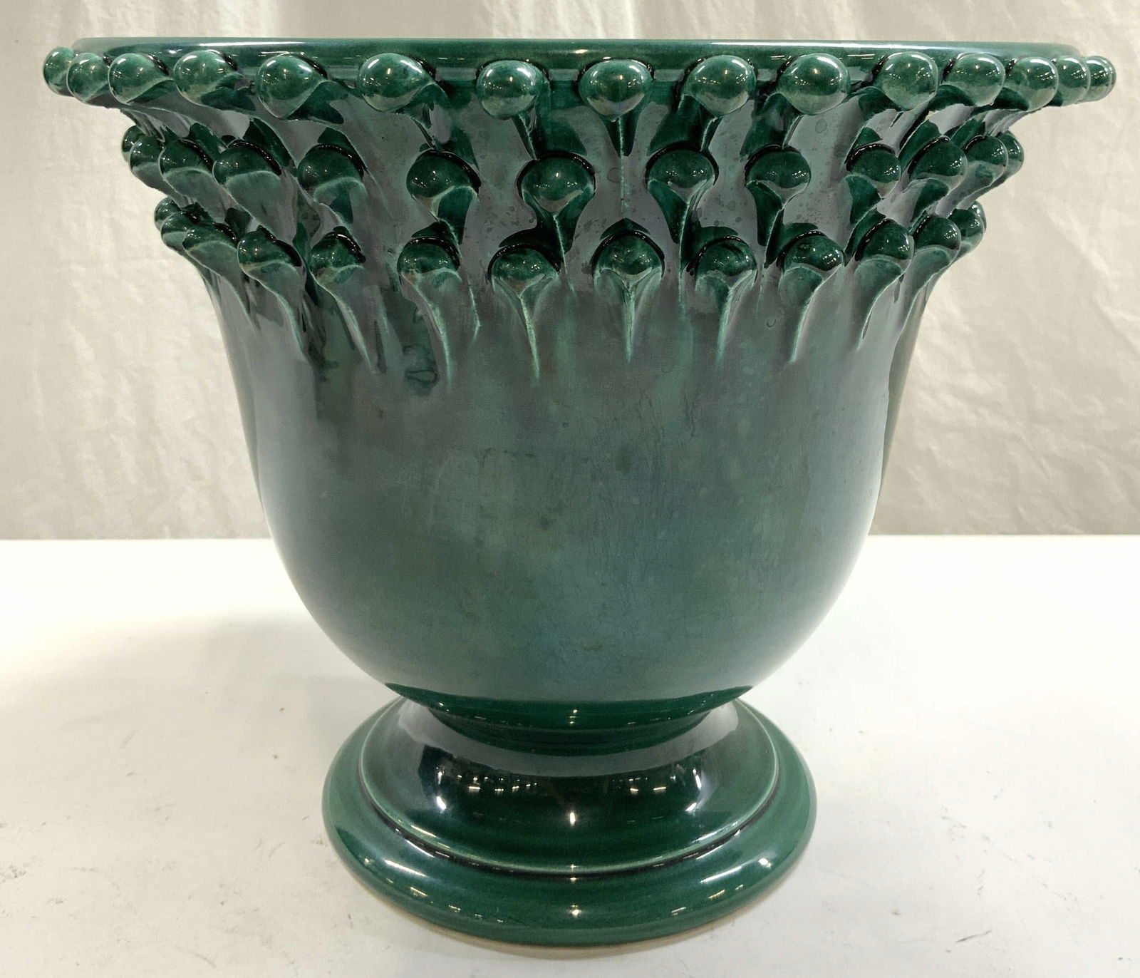 Majolica Style Footed Planter Vessel Green (1 of 8)