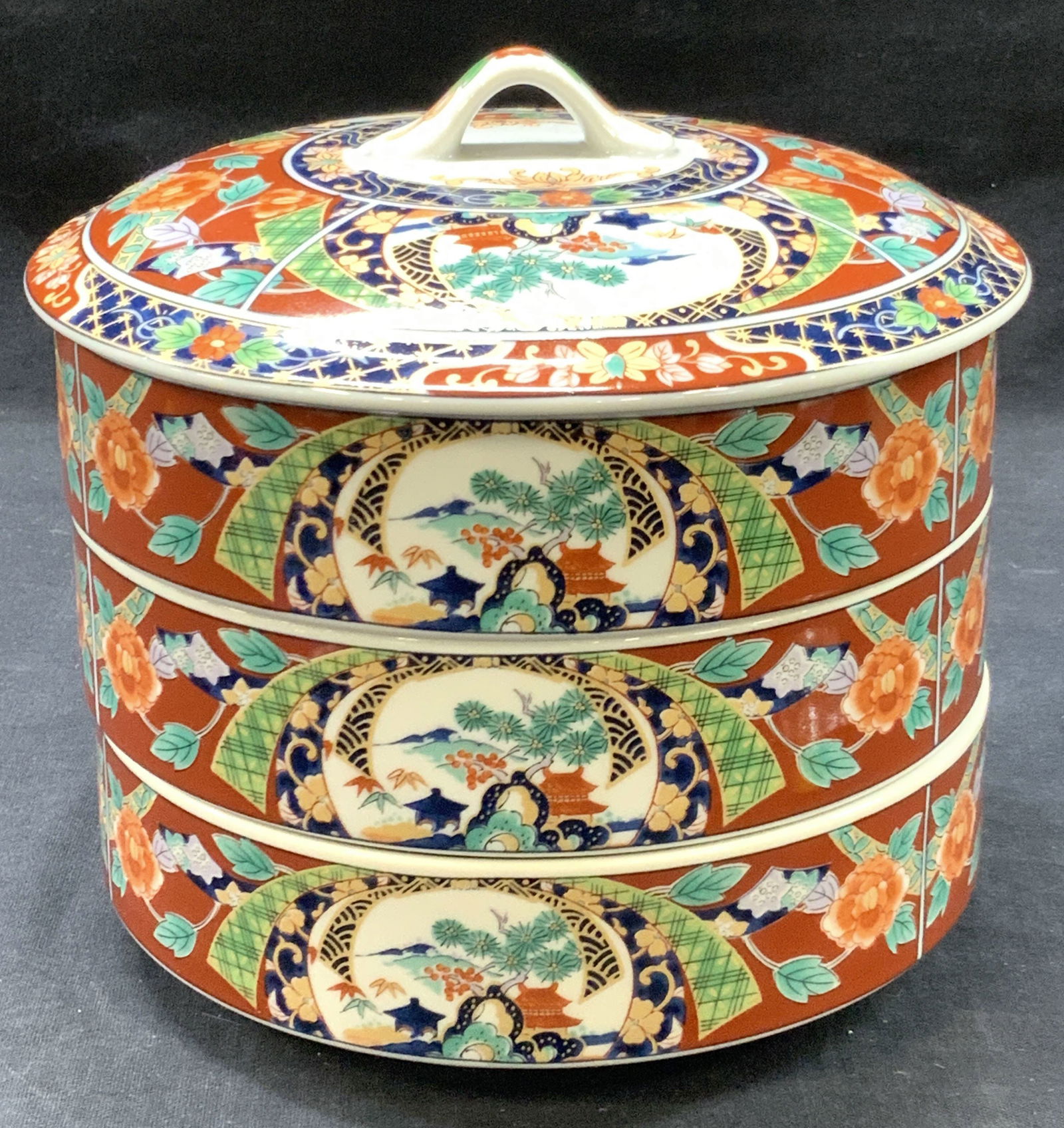 Stamped Porcelain Tiered Asian Vessel, Japan (1 of 7)