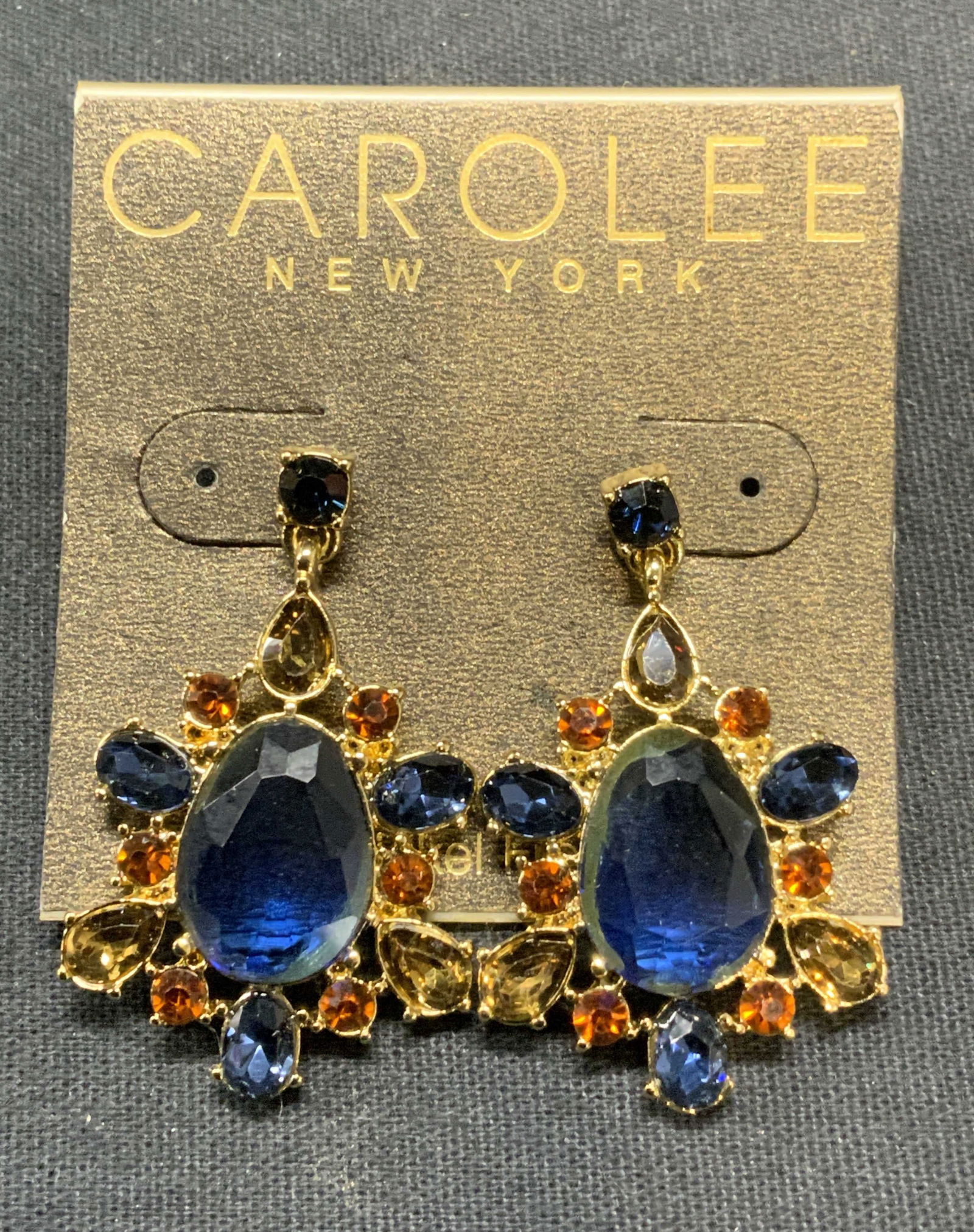 Carolee Gold Tone Crystal Dangle Earrings NWT (1 of 6)