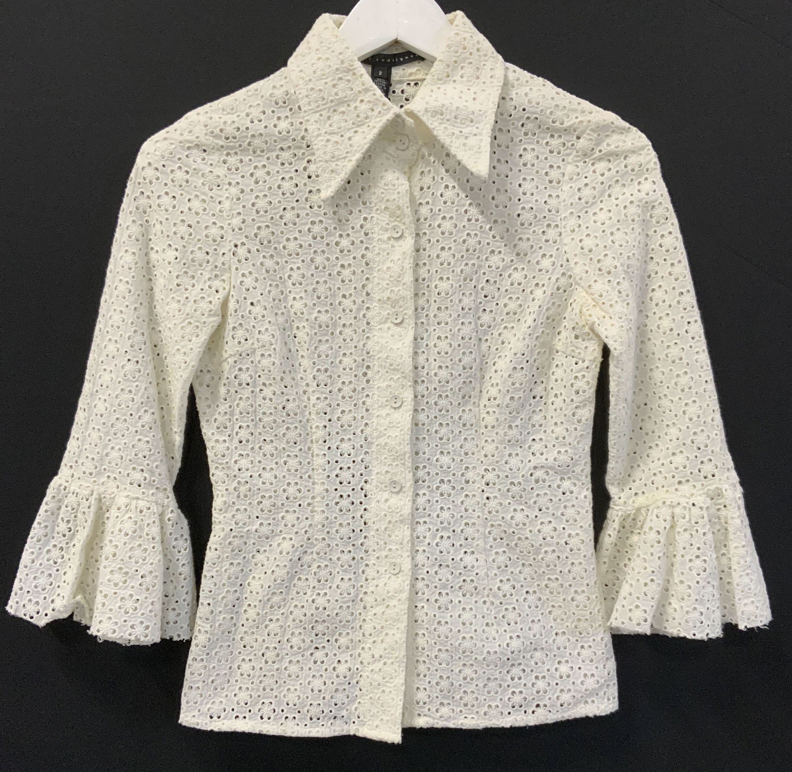 Robert Rodriguez Cotton White Floral Eyelet Top (1 of 7)