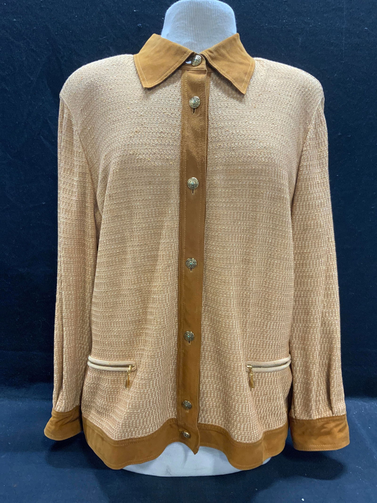 ESCADA Tan Suede Trim Button Up Jacket Top Germany (1 of 8)