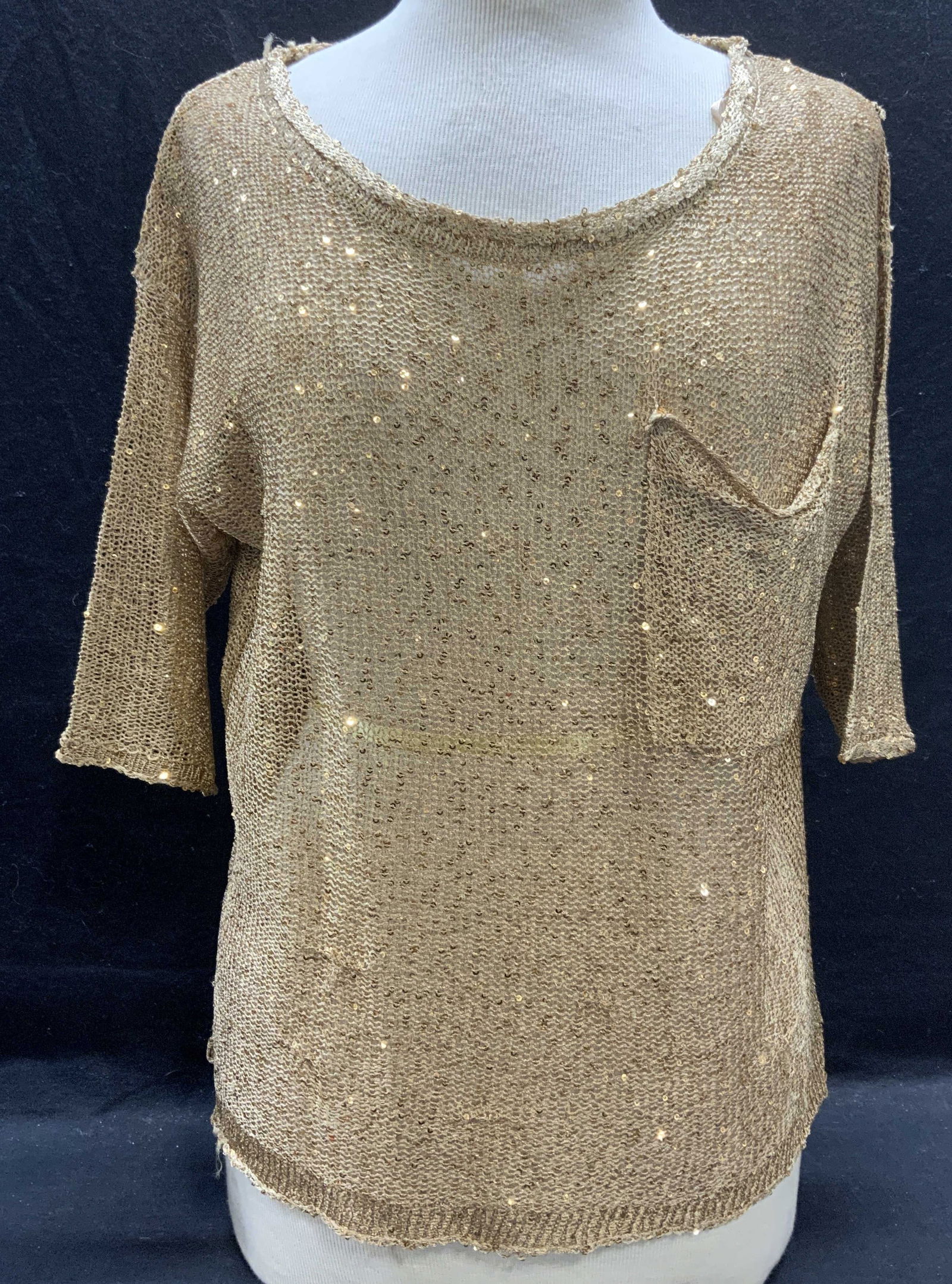 Arden B Gold Tone Knit Sequin Top (1 of 6)