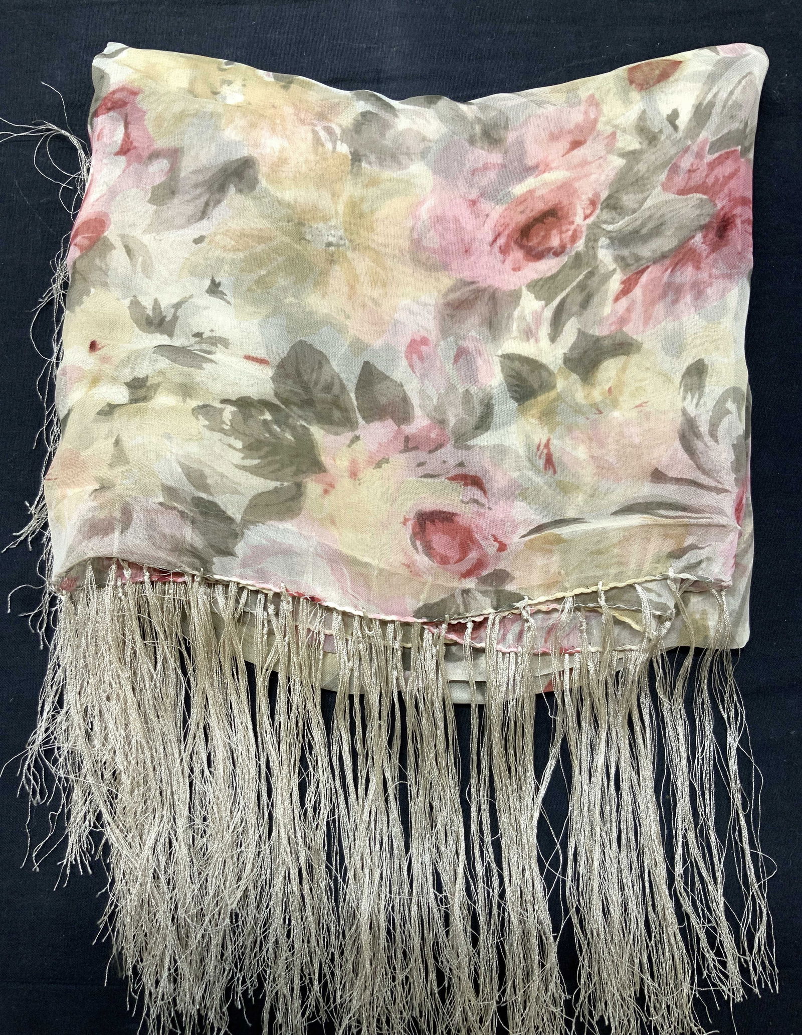 Floral Material Blend Hand Rolled Fringe Scarf (1 of 6)