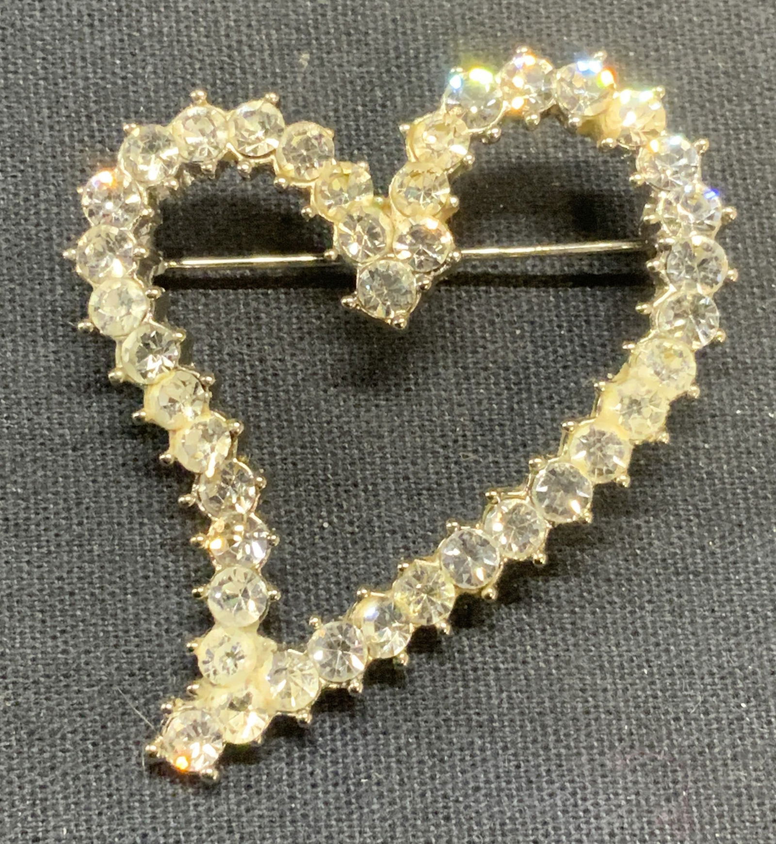 Silver Tone Crystal Heart Brooch (1 of 6)