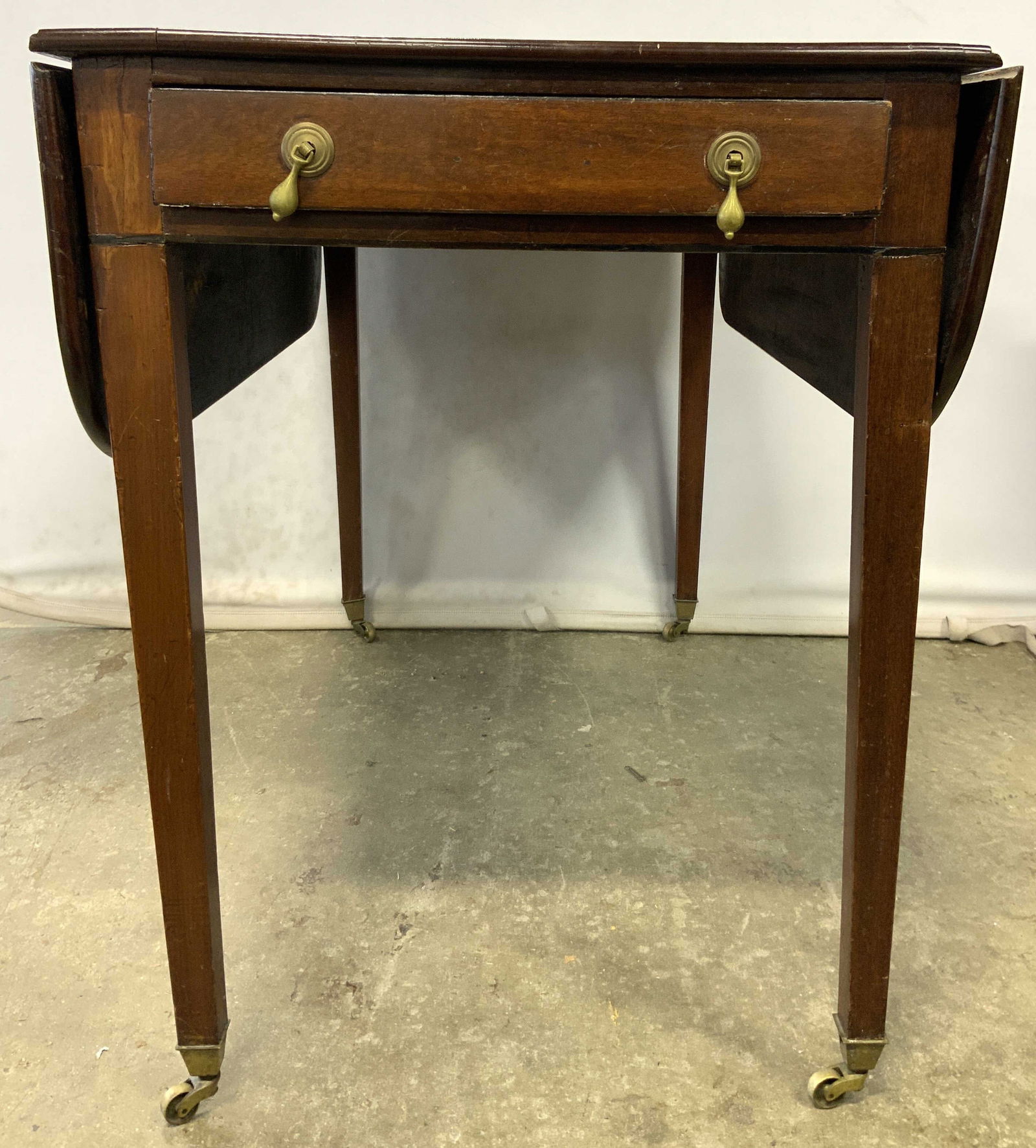 Vintage Wooden Drop Leaf Table On Casters (1 of 9)