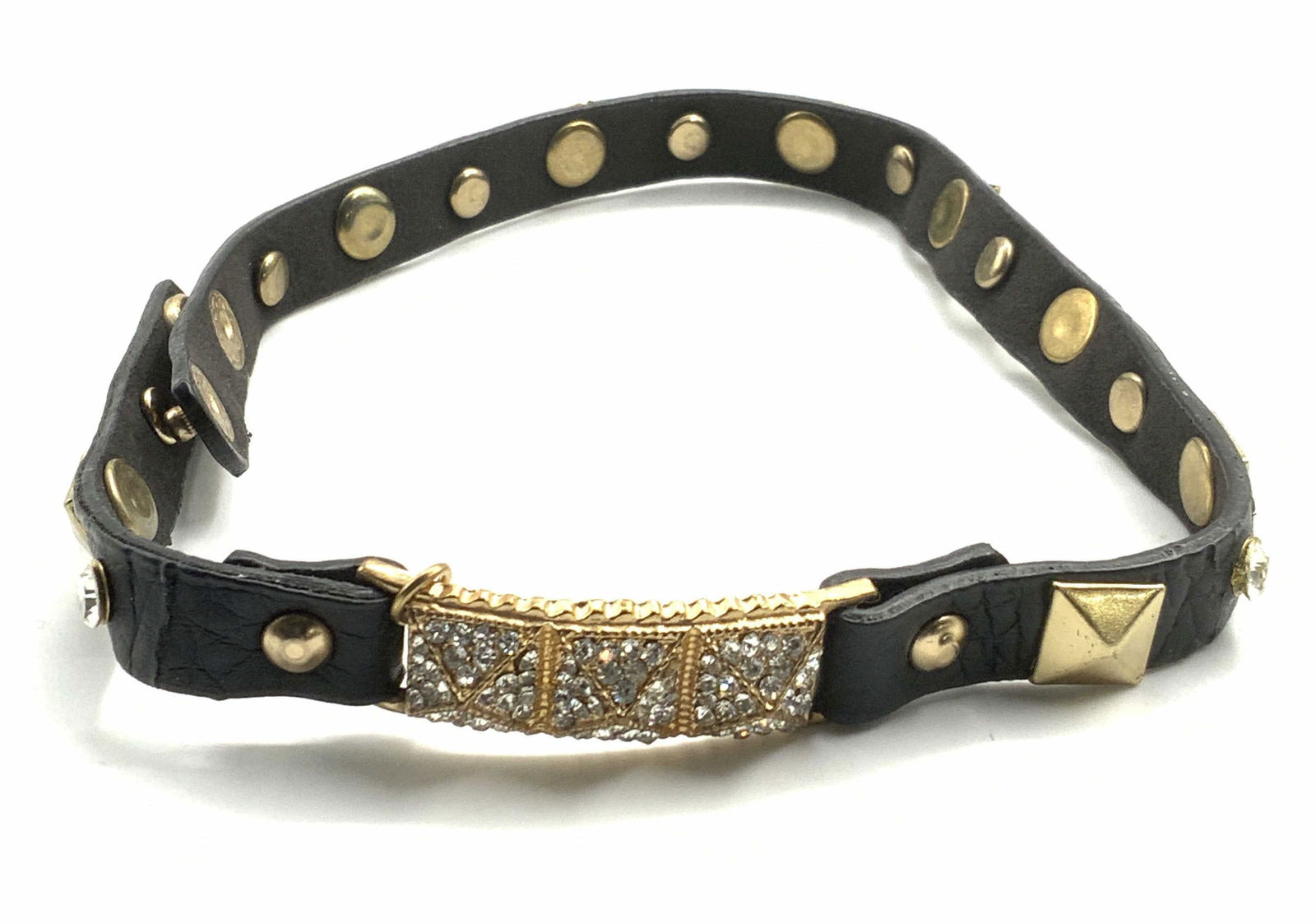 Cara NY Black Leather Studded Choker Necklace (1 of 6)