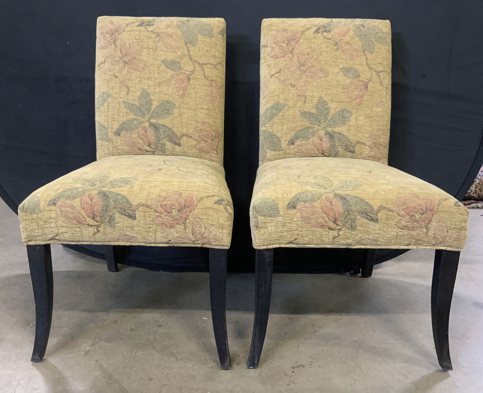 CRATE & BARREL Pr Upholstered Floral Side Chairs (1 of 8)