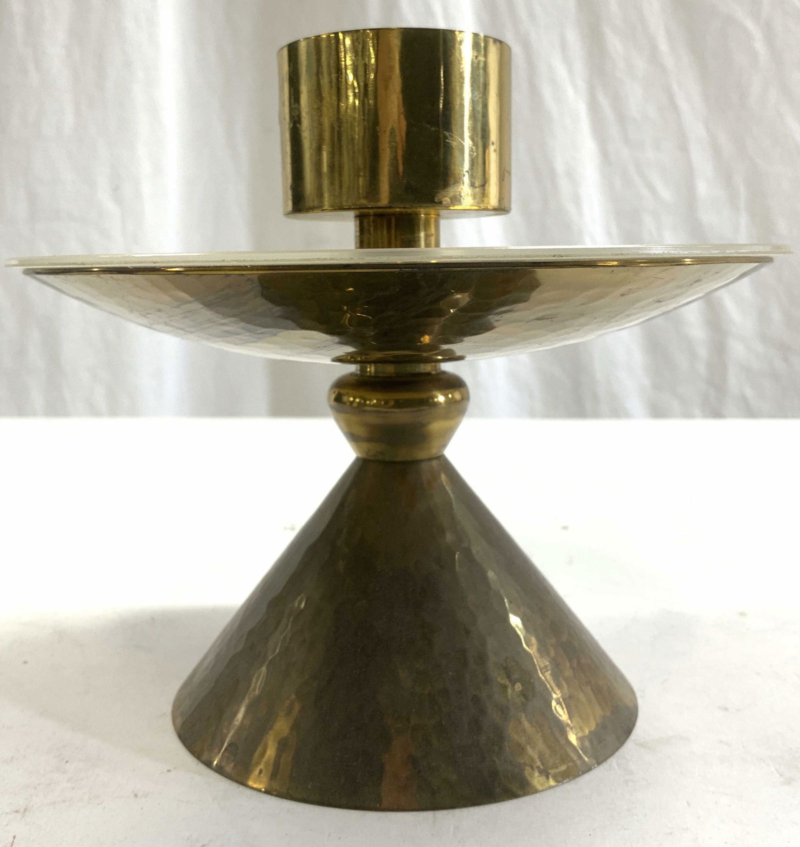 Vintage Hammered Swiss Brass Candlestick (1 of 7)