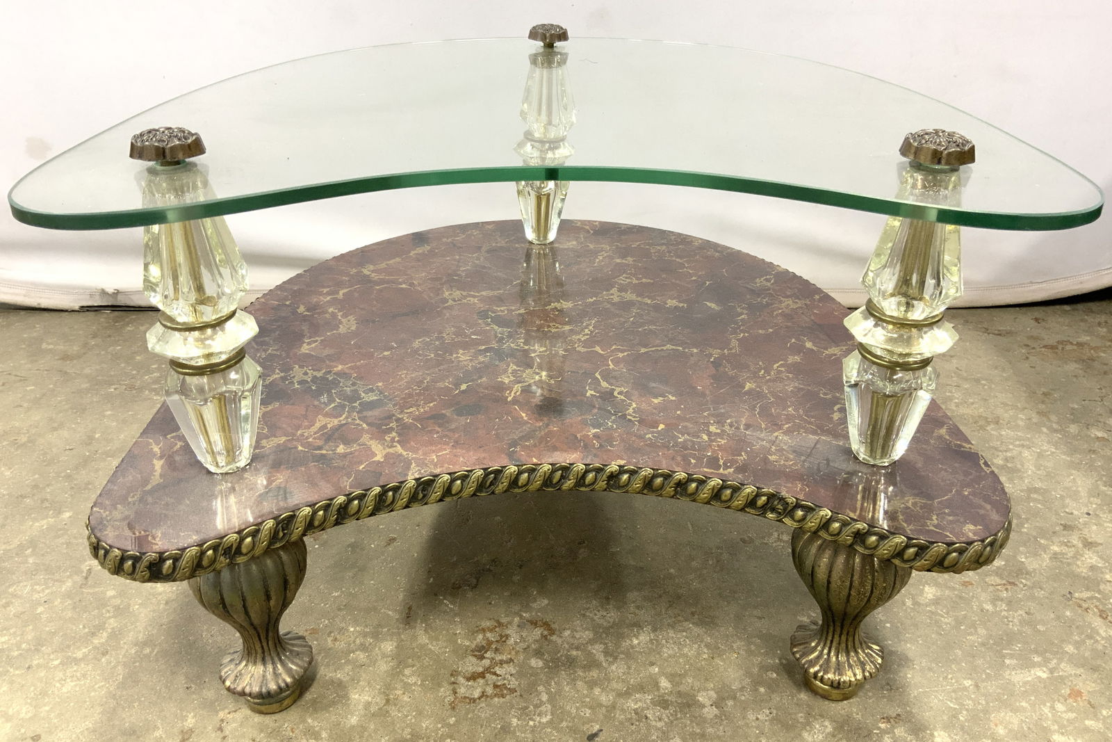 Vntg Two Tier Hollywood Regency Glass Top End Table (1 of 10)