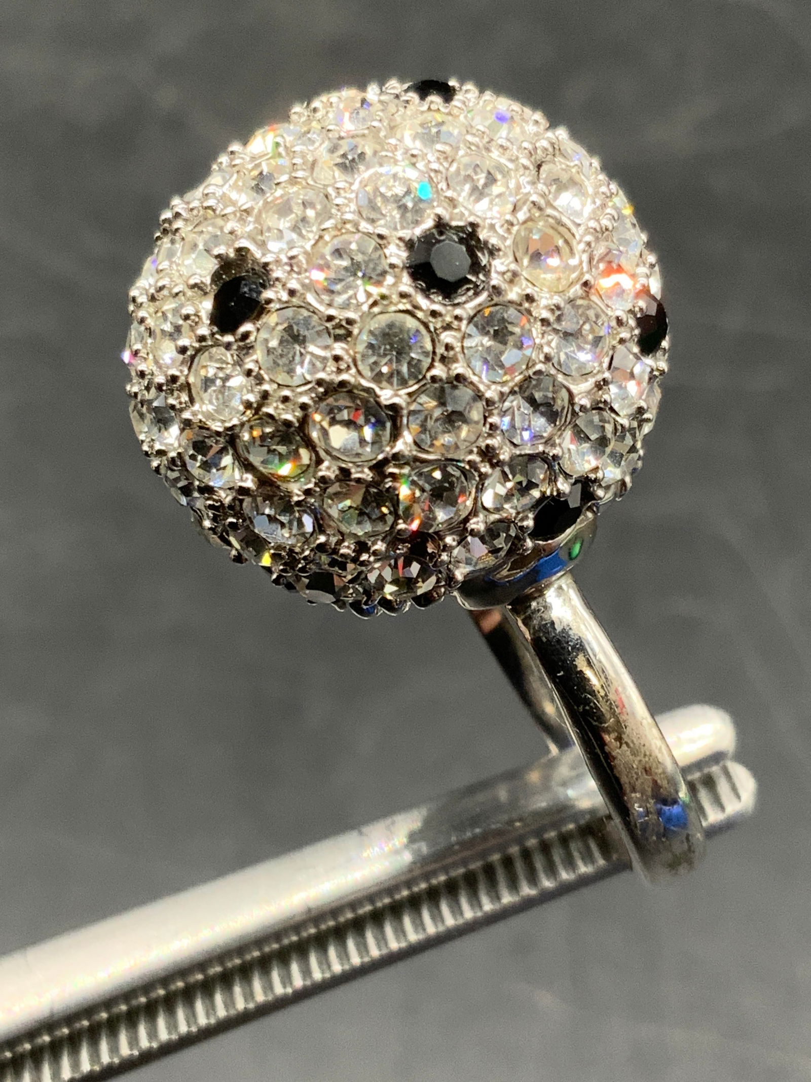 KJL Signed Bejeweled Crystal Sphere Ring, Jewelry (1 of 6)