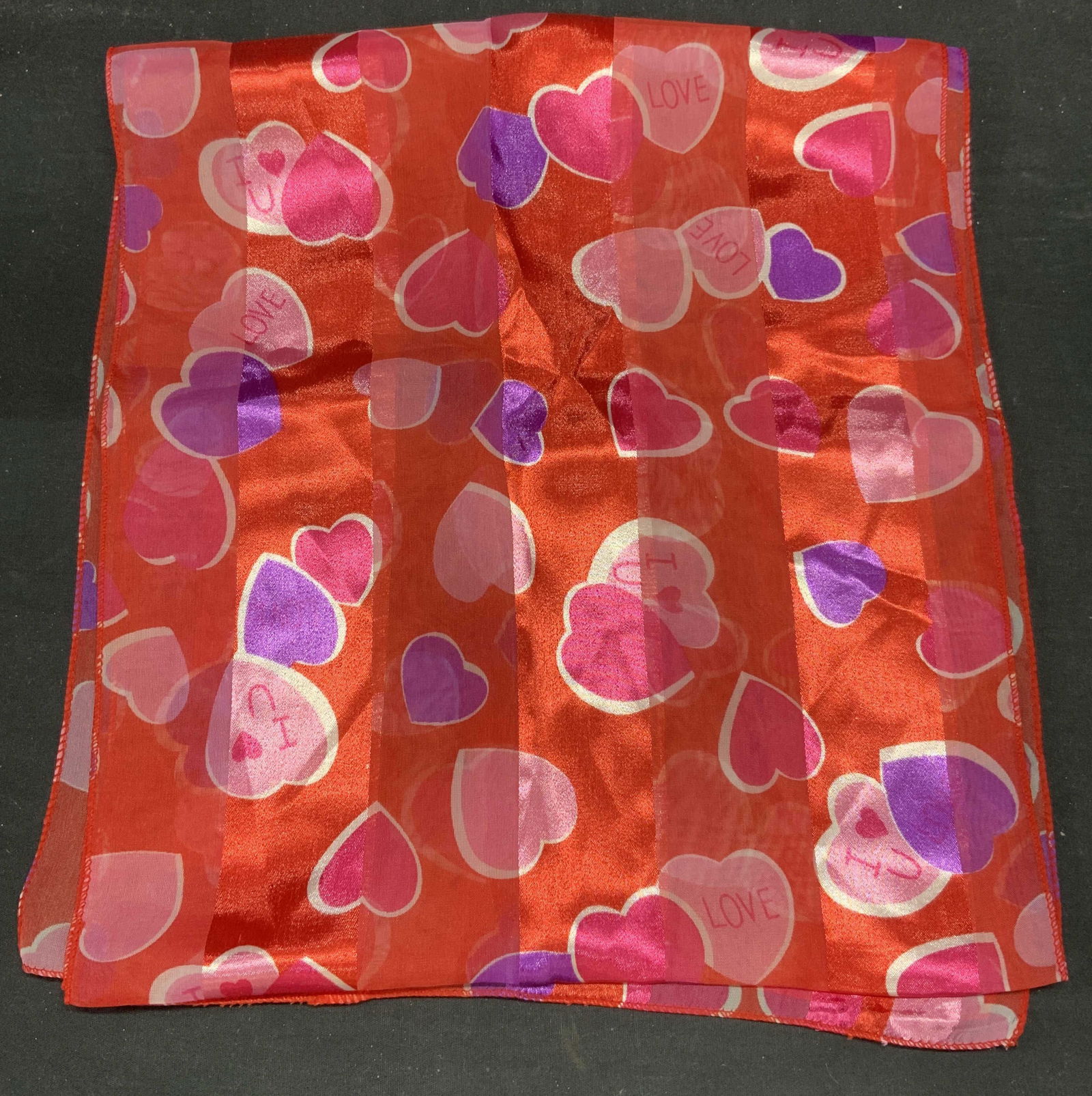 Red Striped Candy Hearts Scarf 4ft10in (1 of 6)