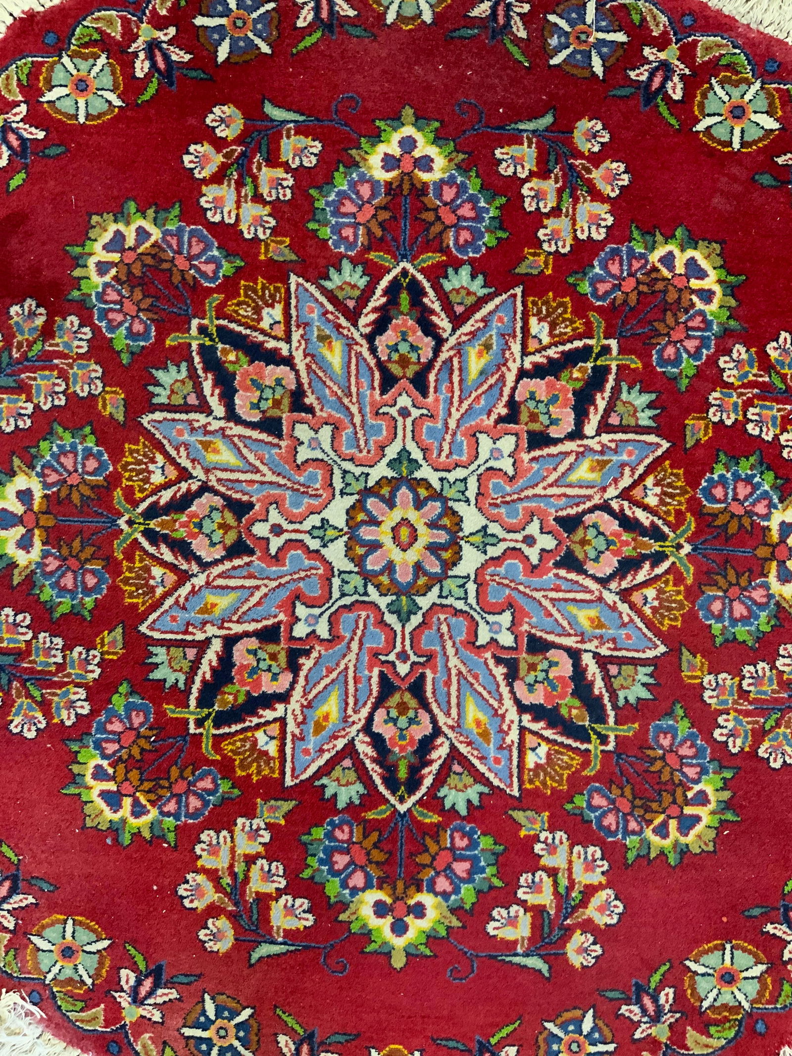 Vintage Handmade KASHAN Circular Wool Rug (1 of 7)