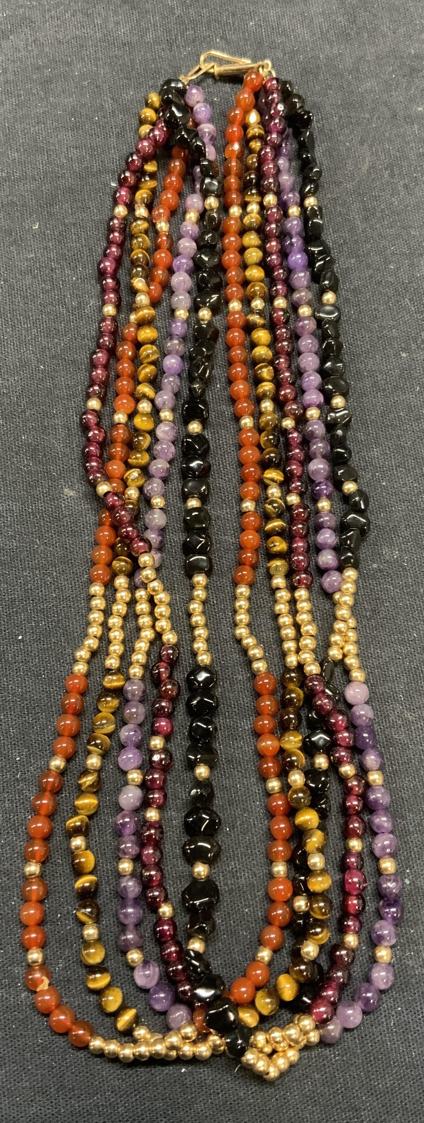 Amethyst, Garnet & Tigers Eye Beaded Necklace (1 of 6)