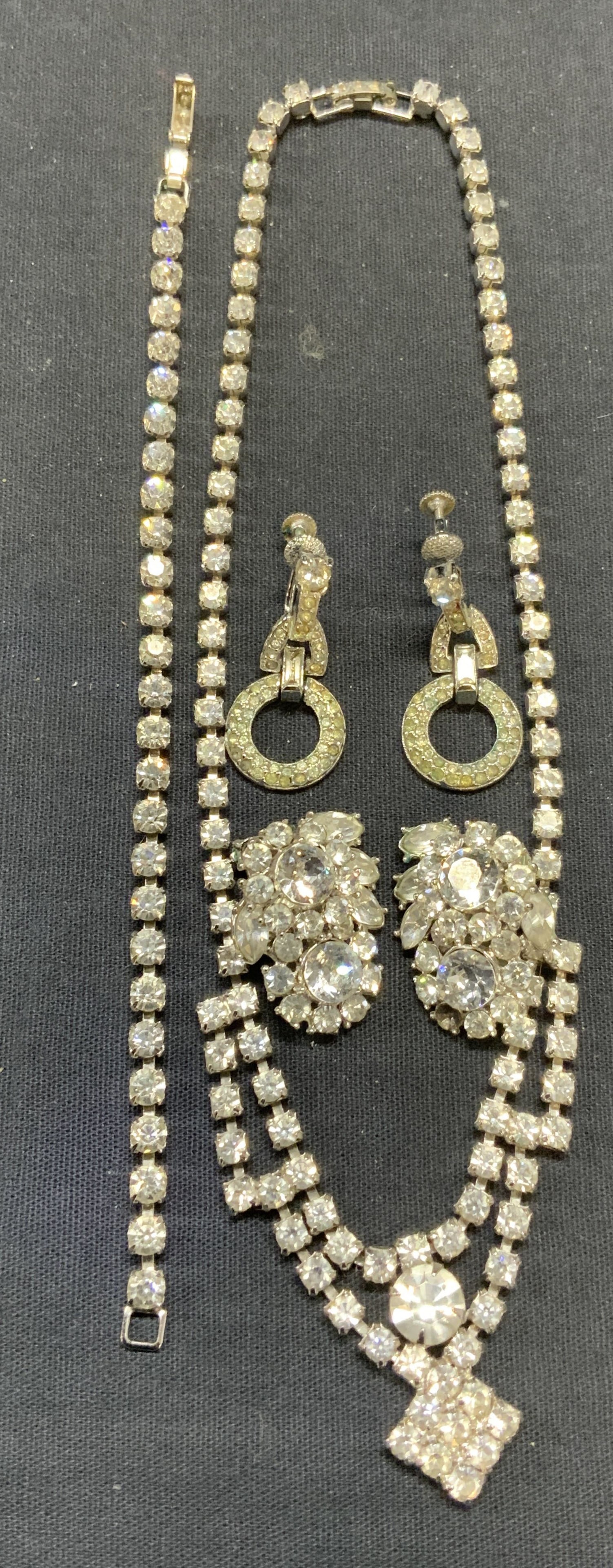 Lot 4 Vintage Trifari & Kramer Crystal Jewelry (1 of 9)