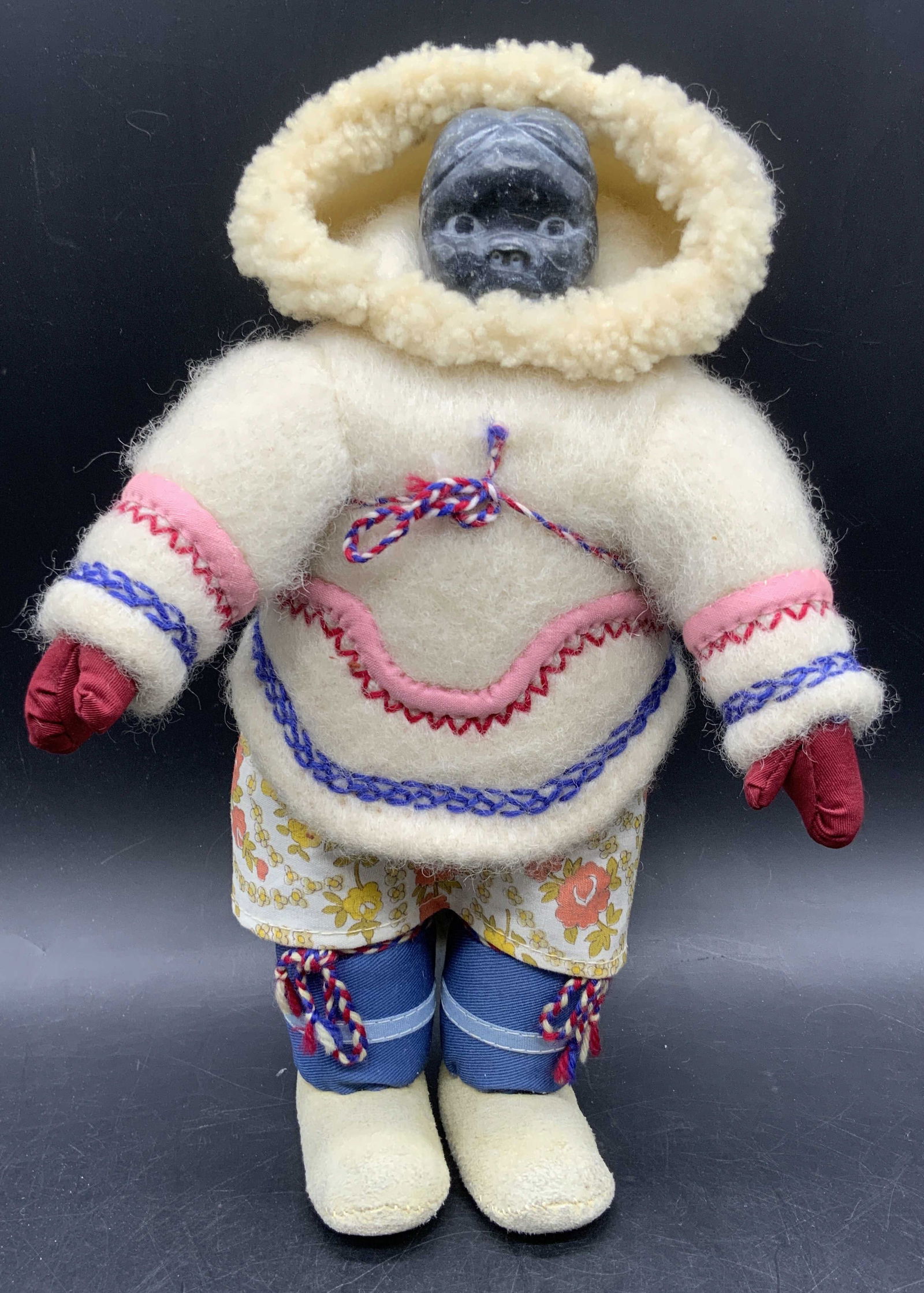 Vintage Handmade Stone Face Doll (1 of 11)