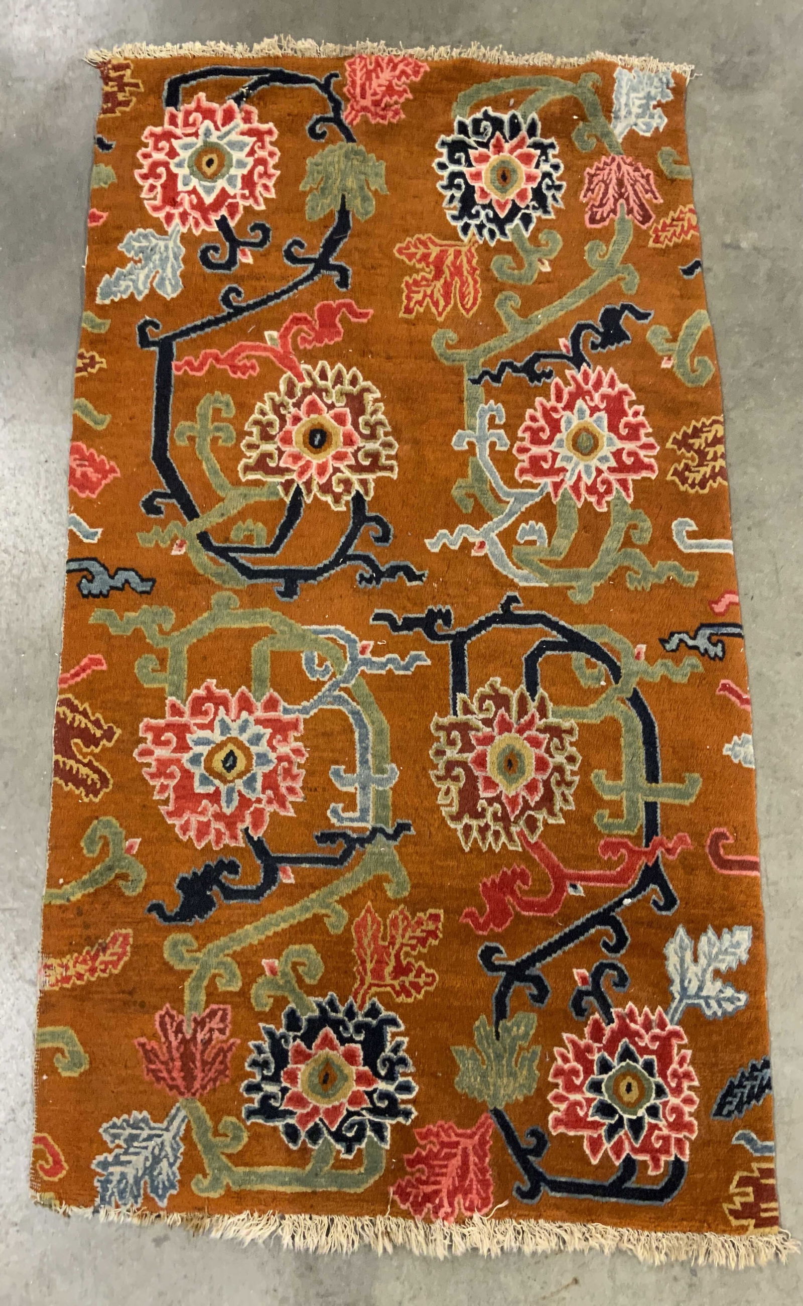 Vintage Orange Floral Patterned Rug (1 of 8)