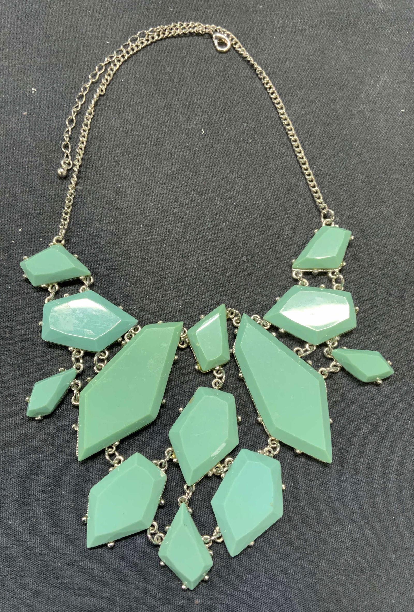 Silver Tn Turquoise Crystal Statement Necklace (1 of 6)