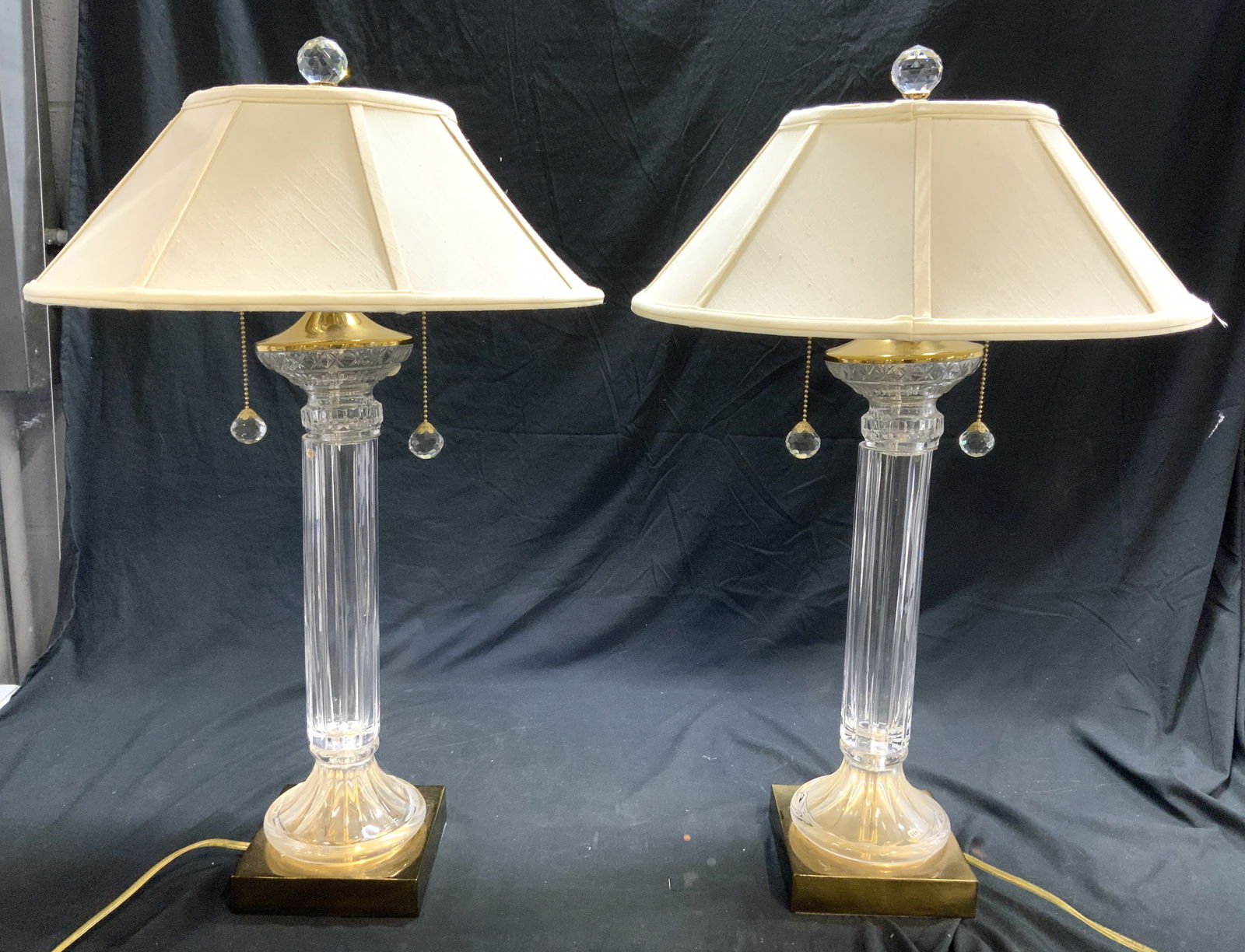 Pair Crystal Lamps W Shades HUNGARY (1 of 8)