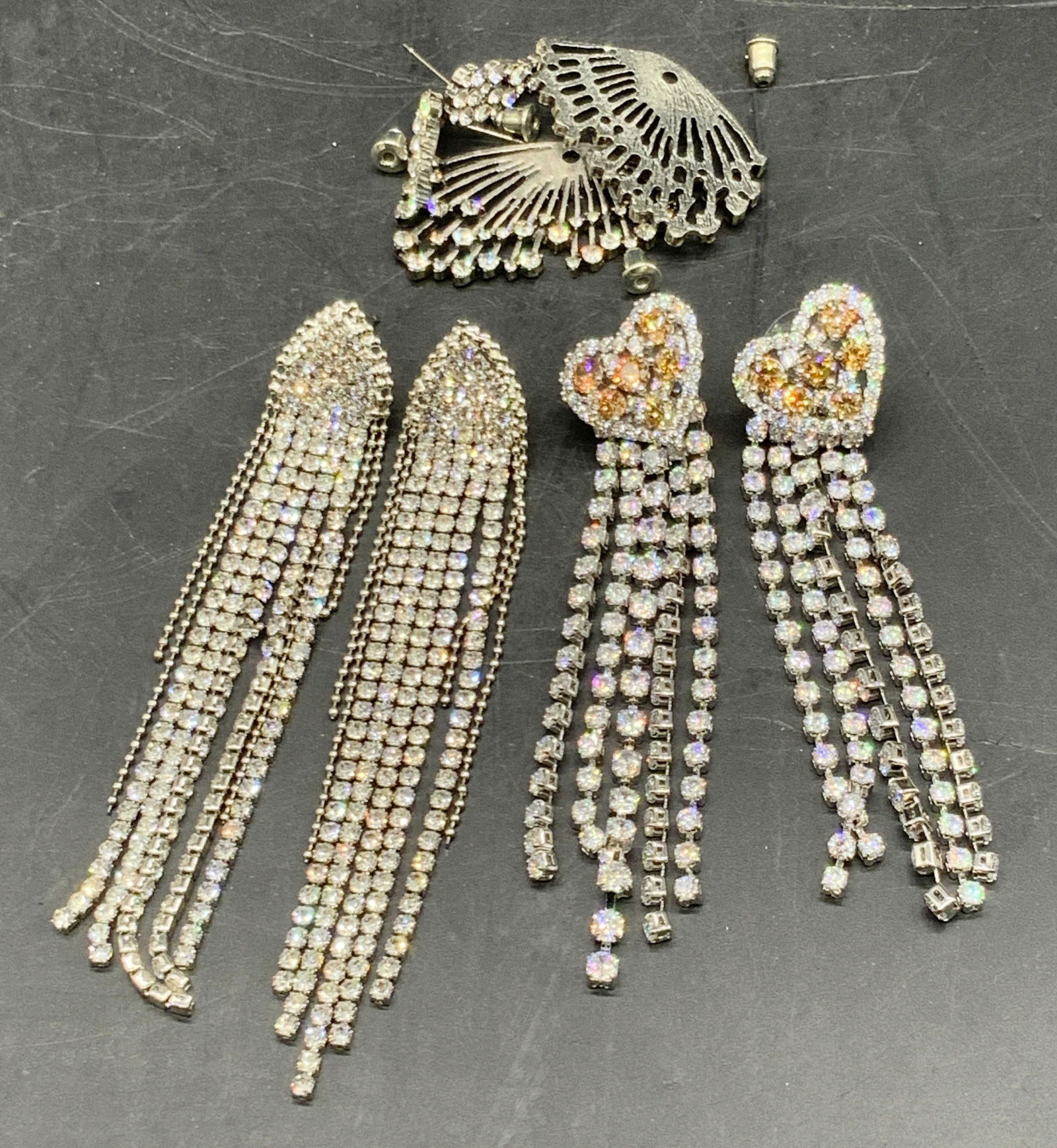 Lot 3 Sterling Silver Crystal Earrings & Jewelry Pcs (1 of 10)