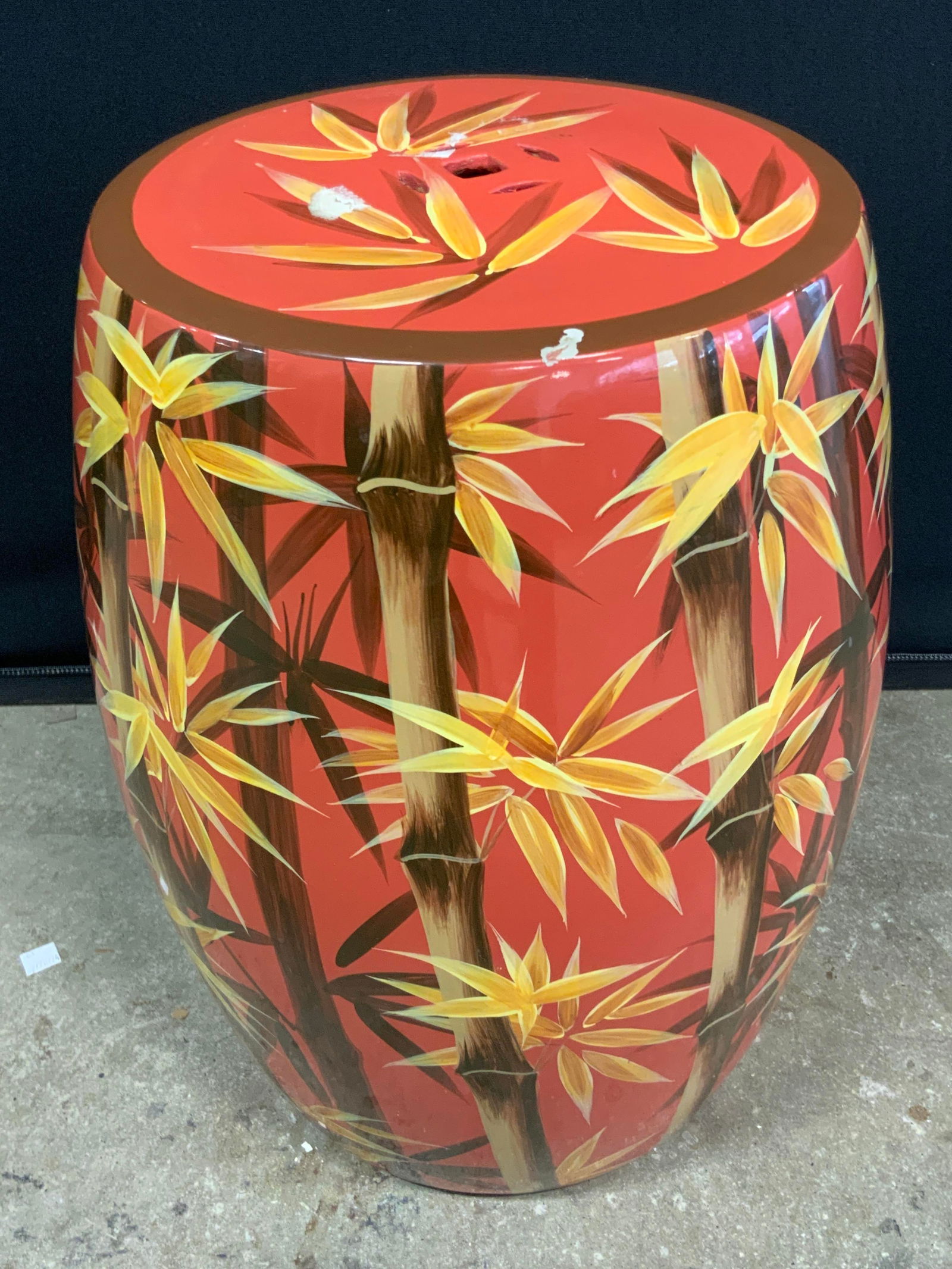 Bamboo Motif Asian Ceramic Garden Stool (1 of 7)