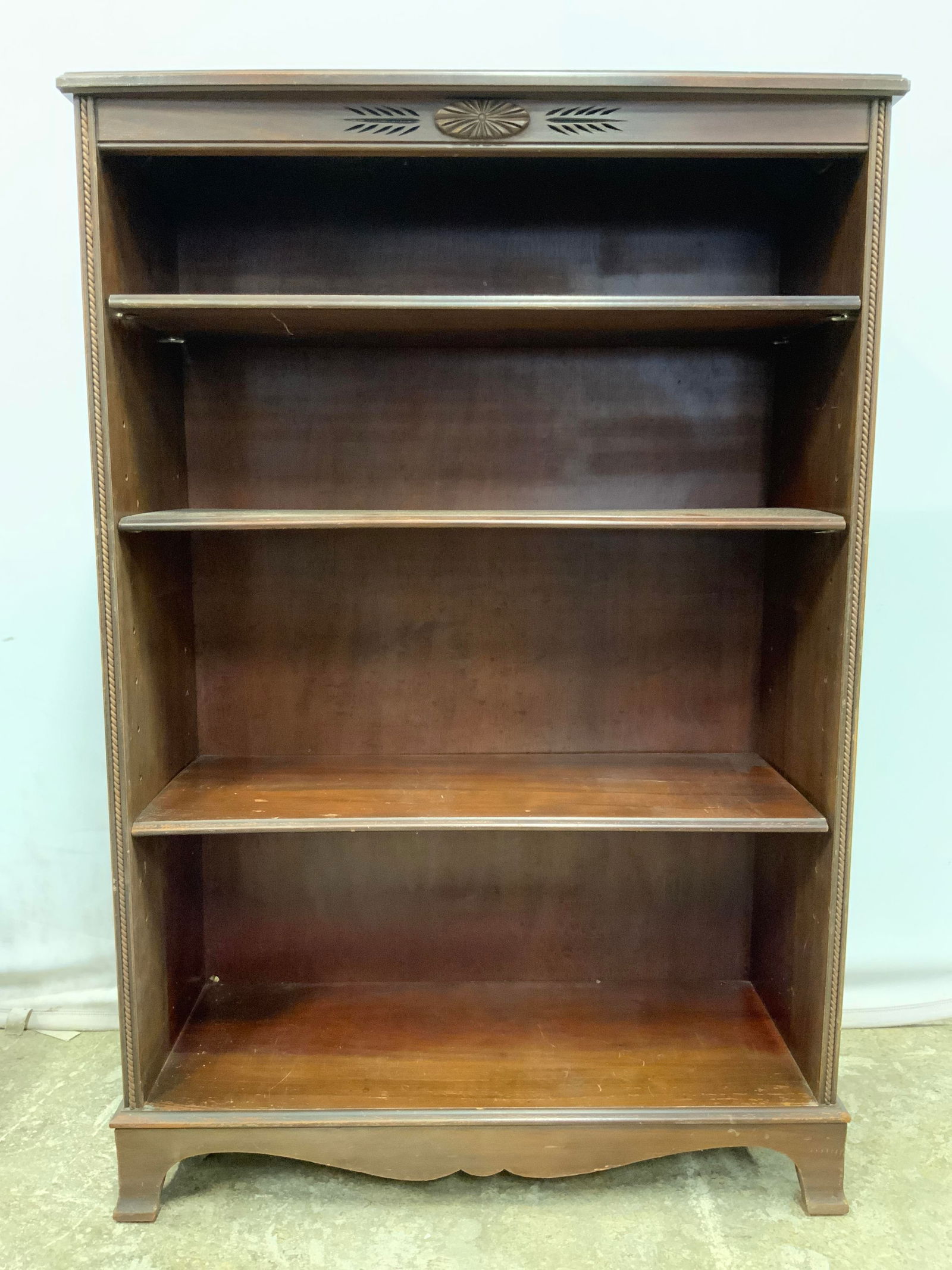 Vintage Carved Wooden 3 Shelf Bookcase (1 of 8)