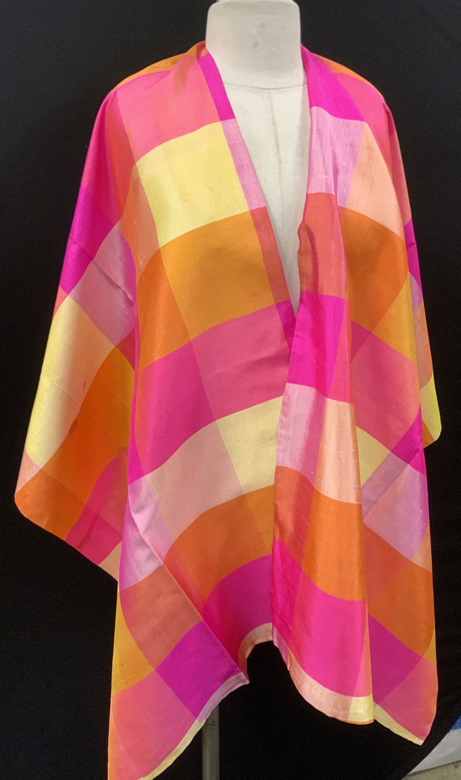 Checkered Luxury Silk Shawls / Silk Fabric, 3 (1 of 13)