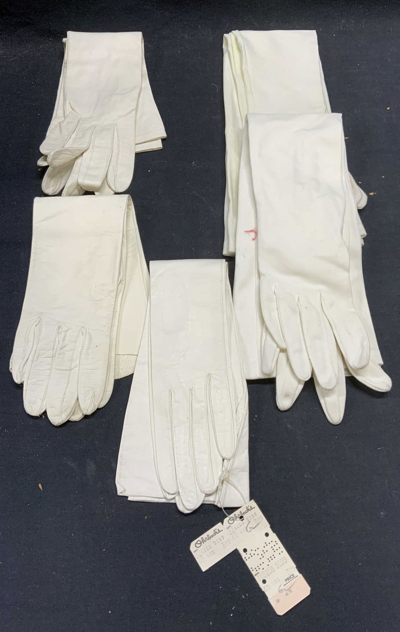 Lot 5 Ohrbachs White Leather Gloves, France + (1 of 6)