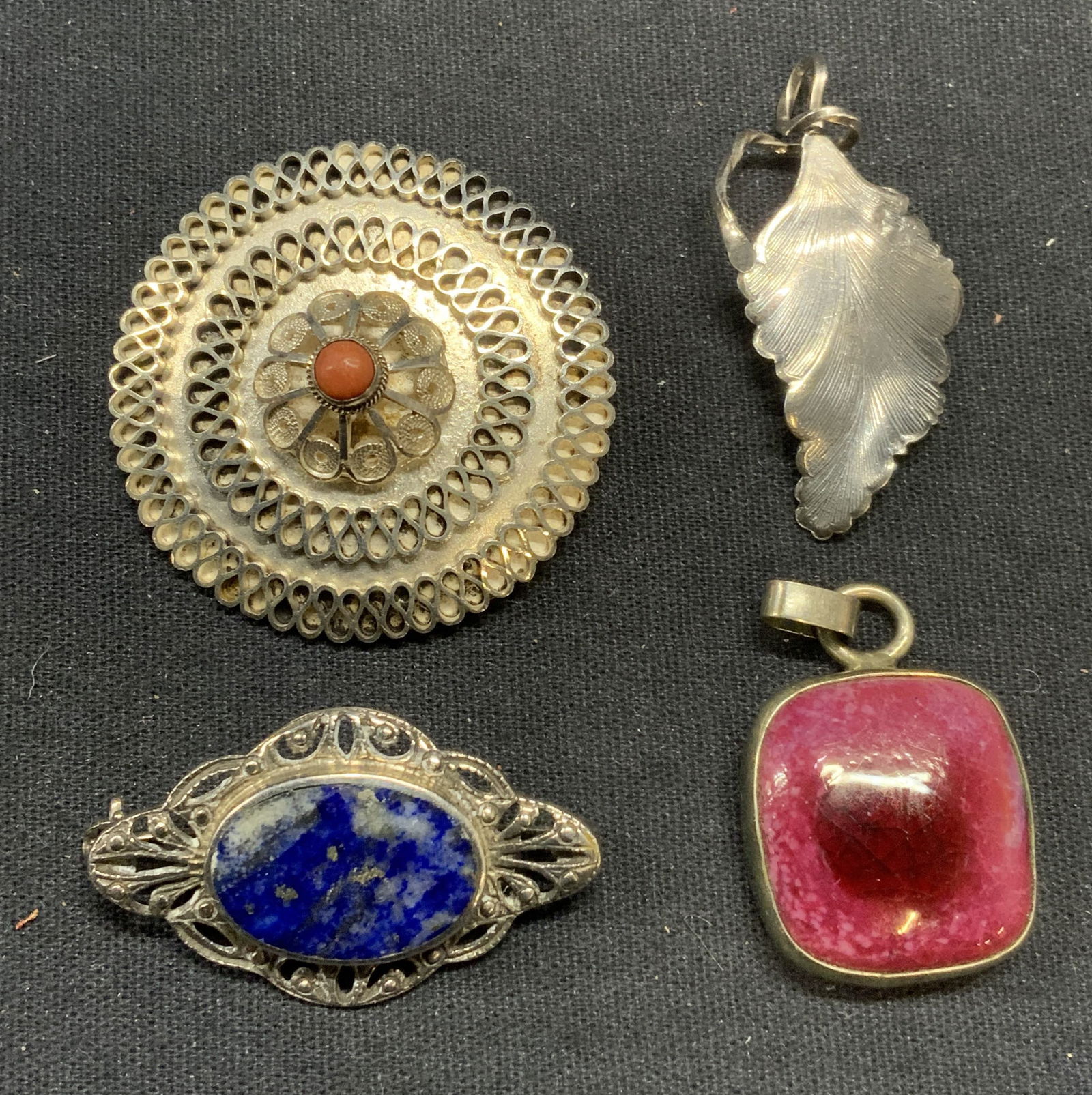 Lot 4 Sterling Silver Brooches & Pendants + (1 of 9)