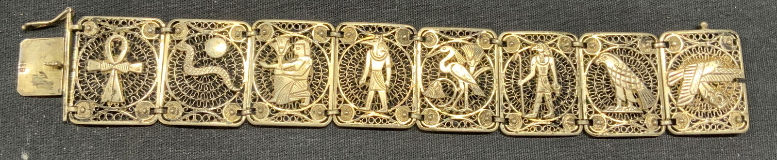 Vintage WN 835 Silver Egyptian Revival Bracelet (1 of 7)